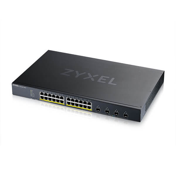 Zyxel XGS1935 Series XGS1935-28HP - Commutateur - géré - L3 Lite - intelligent - 24 x 10/100/1000 (PoE) + 4 x SFP+ 10 Go (liaison montante) - Montable sur rack - PoE+ (375 W) - pour Zyxel DAC10G-1M v2, DAC10G-3M v2, SFP10, SFP-1000, SFP-BX1310-10, SFP-BX1