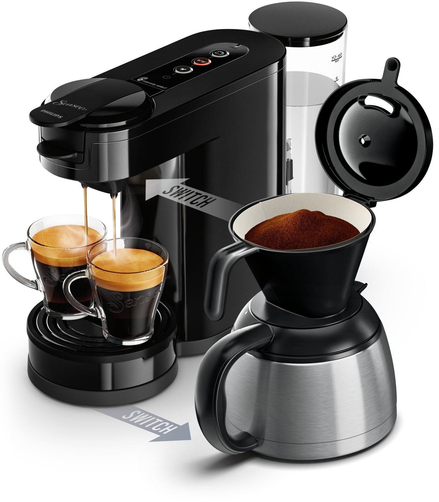 Cafetière à capsules Philips SENSEO SWITCH HD6592/65 noir 1 bar 1450 W