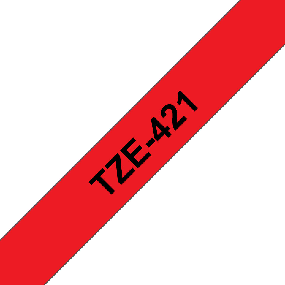 Brother TZe-421 - Auto-adhésif - Noir sur rouge - Rouleau (0,9 cm x 8 m) 1 cassette(s) ruban laminé - pour Brother PT-P750, P950, P-Touch PT-1005, E310, P-Touch Cube Plus PT-P710