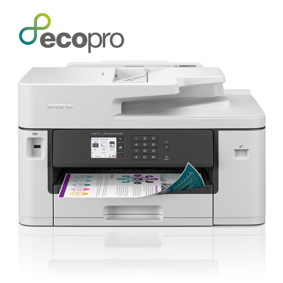 Brother MFC-J5340DWE - Imprimante multifonctions - couleur - jet d'encre - A3/Ledger (support) - jusqu'à 28 ppm (impression) - 250 feuilles - 14.4 Kbits/s - USB 2.0, LAN, Wi-Fi(n), hôte USB