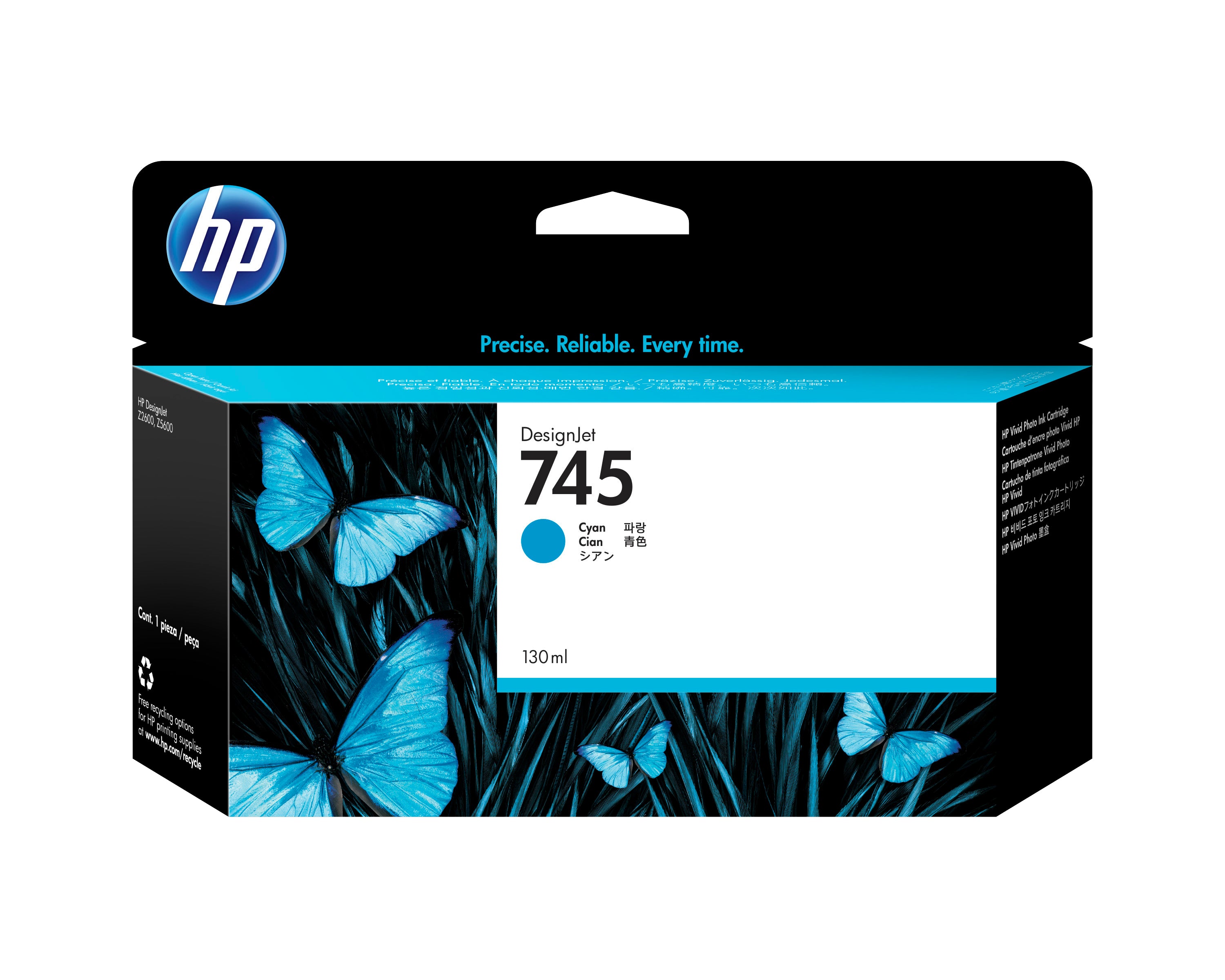 HP 745 - 130 ml - cyan - original - DesignJet - cartouche d'encre - pour DesignJet Z2600 PostScript, Z5600 PostScript