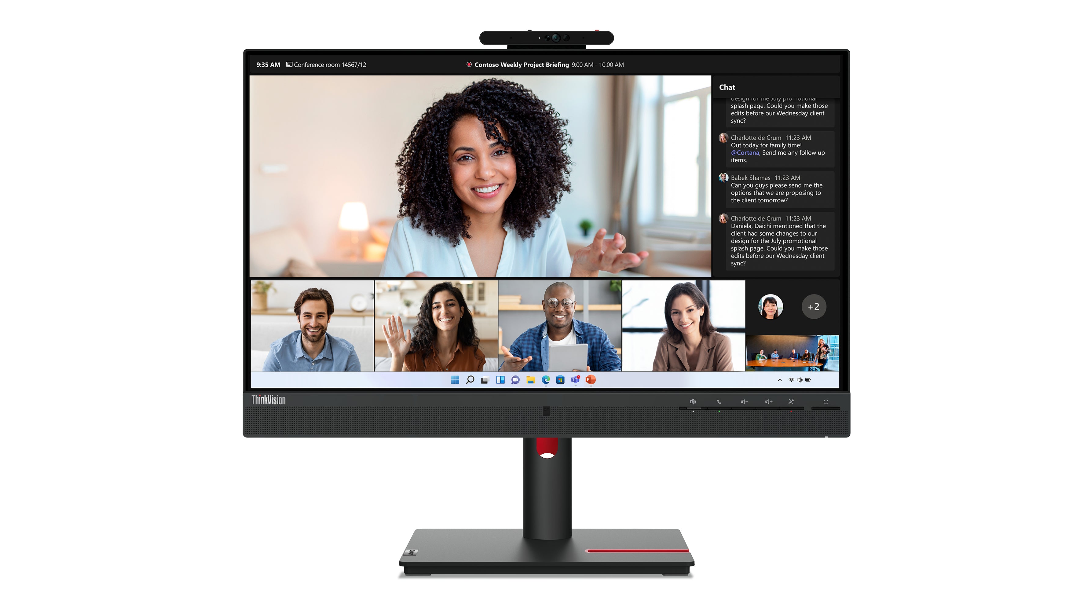 Lenovo ThinkVision T24mv-30 - Écran LED - 24" (24" visualisable) - 1920 x 1080 Full HD (1080p) - IPS - 250 cd/m² - 1000:1 - 4 ms - HDMI, DisplayPort, USB-C - haut-parleurs - noir corbeau