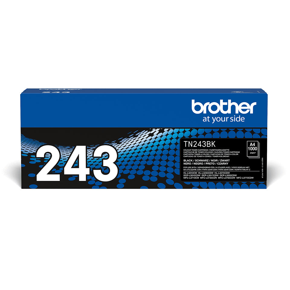Brother TN243BK - Noir - original - cartouche de toner - pour Brother DCP-L3510, L3517, L3550, HL-L3210, L3230, L3270, MFC-L3710, L3730, L3750, L3770