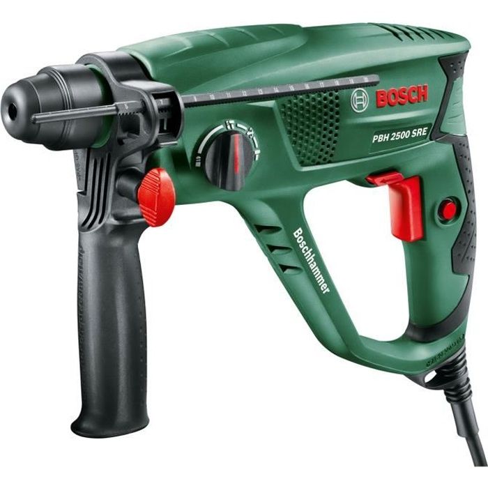 Perforateur Bosch - PBH 2500 SRE (600W, 1,9 J, 0  5.100 cps/min, Livré avec Accessoires et Coffret Plastique)