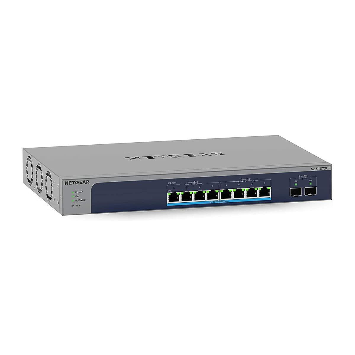 Netgear 10Port Switch 100/1000/10000 MS510TXUP 8-Port Multi-Gb/10G Eth Ultra60 PoE++ Smart Mngd