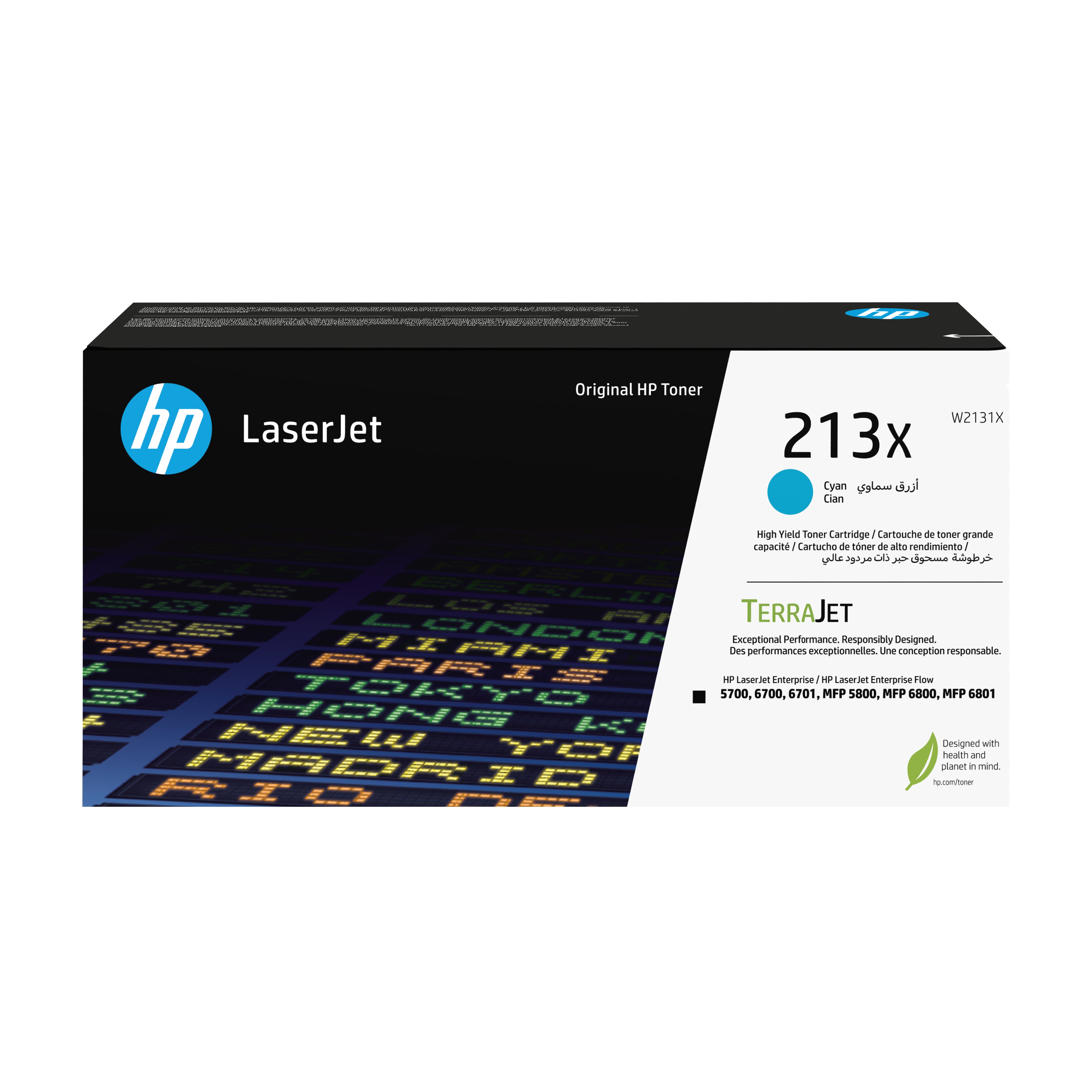 HP 213X - À rendement élevé - cyan - original - LaserJet - cartouche de toner (W2131X) - pour Color LaserJet Enterprise 6700, MFP 5800, MFP 6800; LaserJet Enterprise Flow MFP 6800