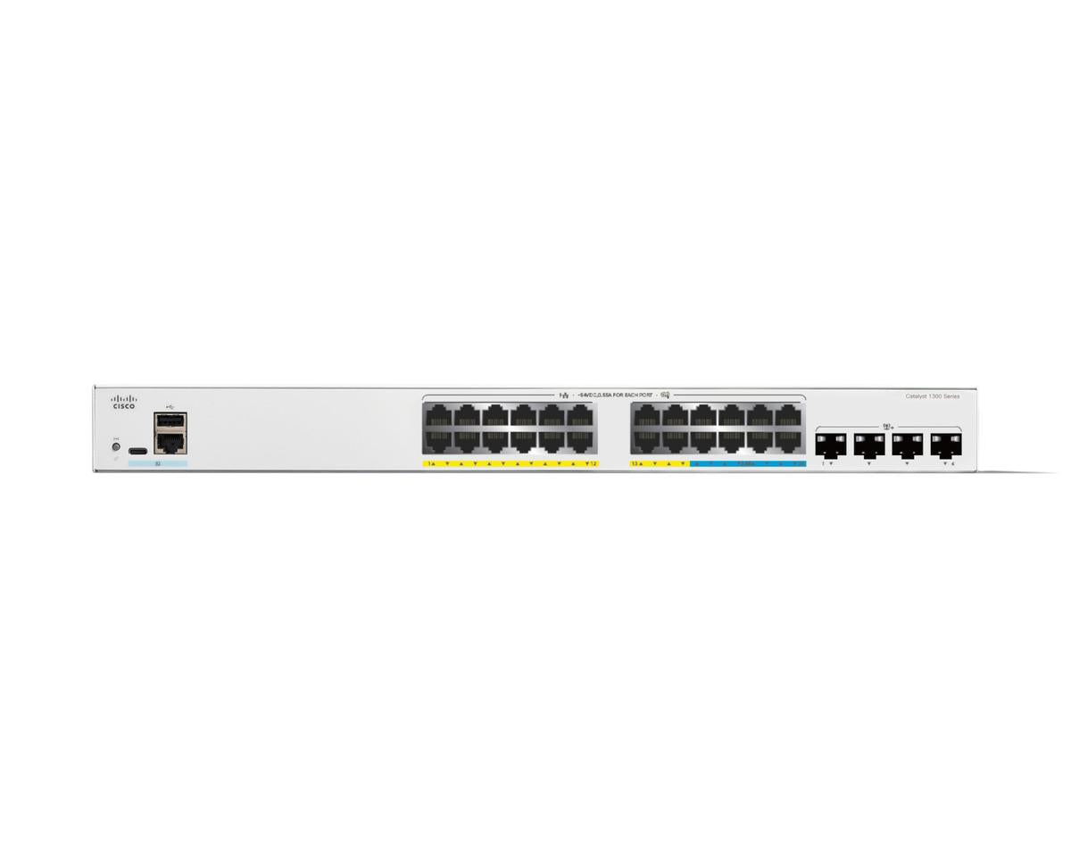 Cisco Catalyst 1300-24MGP-4X - Commutateur - C3 - Géré - 16 x 10/100/1000 (PoE+) + 8 x 2.5G (PoE+) + 4 x 10 Gigabit SFP+ - Montable sur rack - PoE+ (195 W)