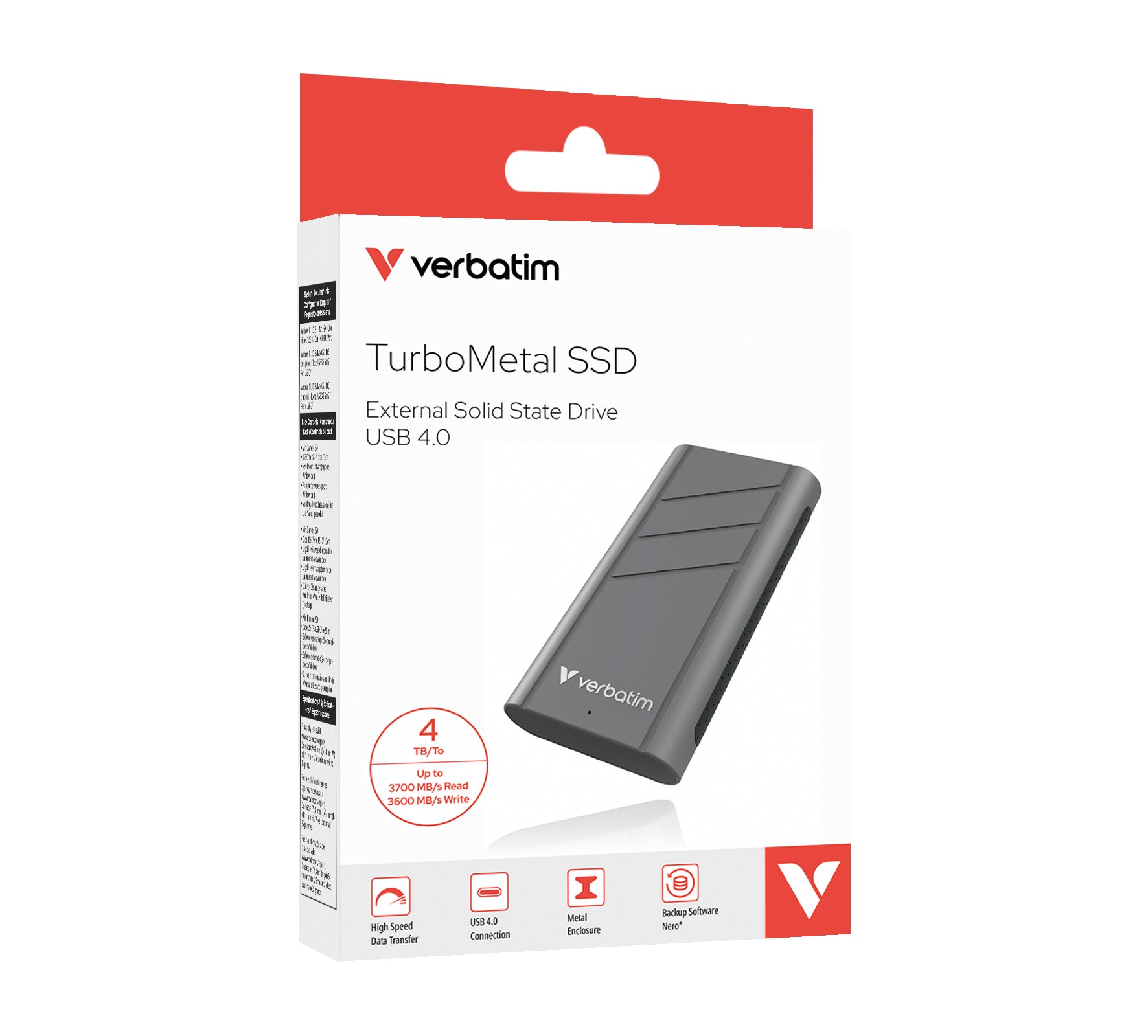 Disque SSD externe Verbatim TurboMetal - 4To (Gris)