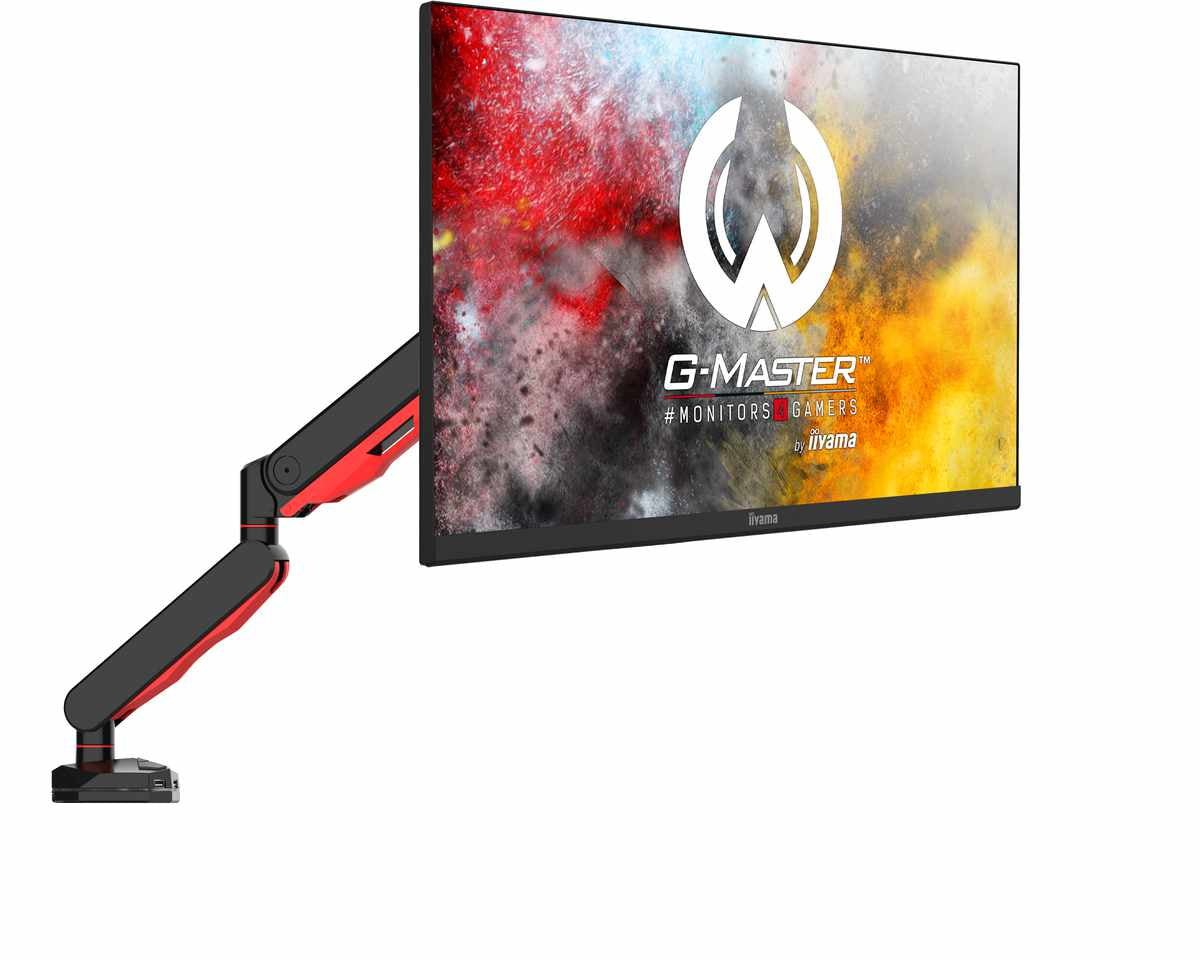 Iiyama DSG3001C-R1 - Kit de montage - bras réglable - pour Écran LCD - noir, rouge dynamique - Taille d'écran : 17"-30" - montrable sur bureau