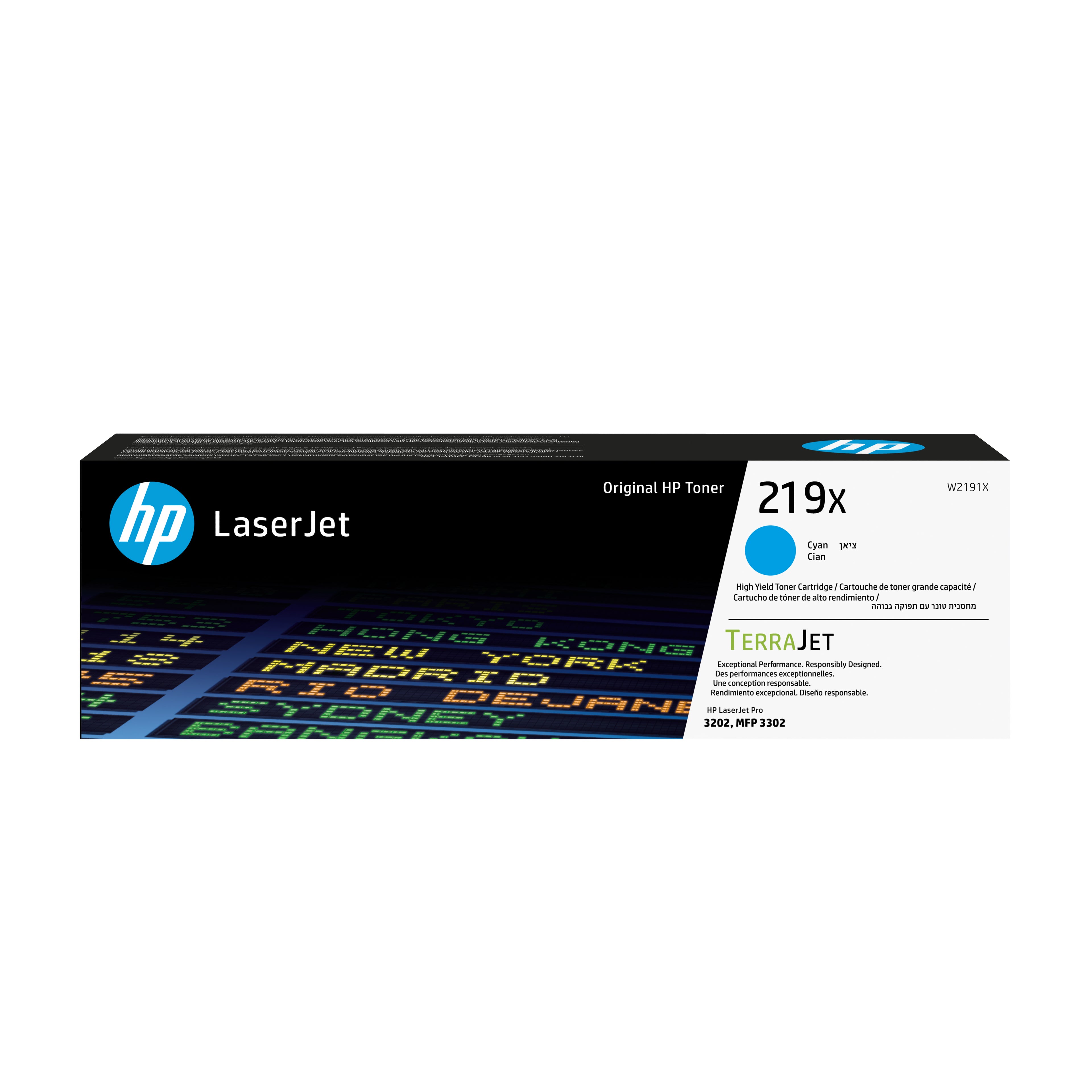 HP 219X - À rendement élevé - cyan - original - LaserJet - cartouche de toner (W2191X) - pour Color LaserJet Pro MFP 3302fdn