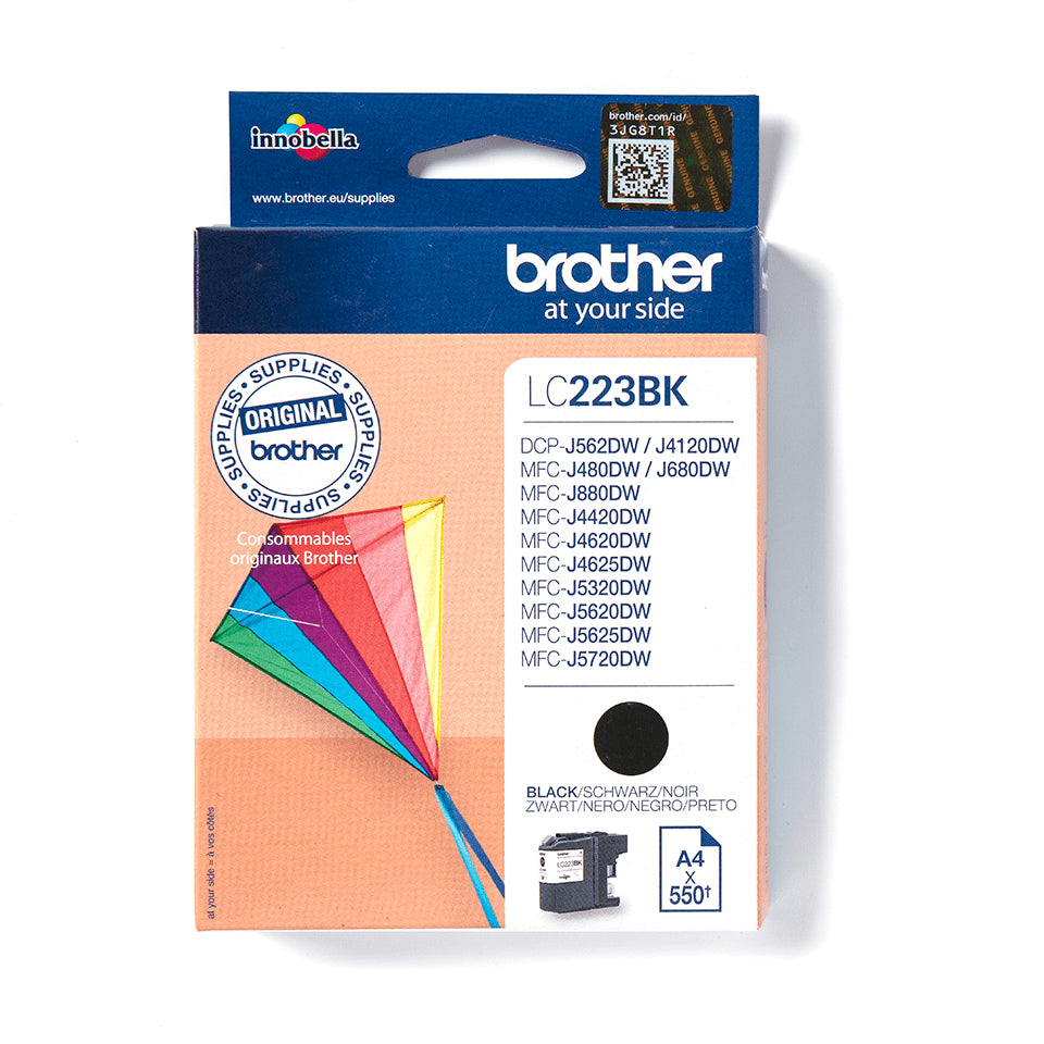 Brother LC223BK - Noir - original - cartouche d'encre - pour Brother DCP-J4120, J562, MFC-J4625, J480, J5320, J680, J880, Business Smart MFC-J4420