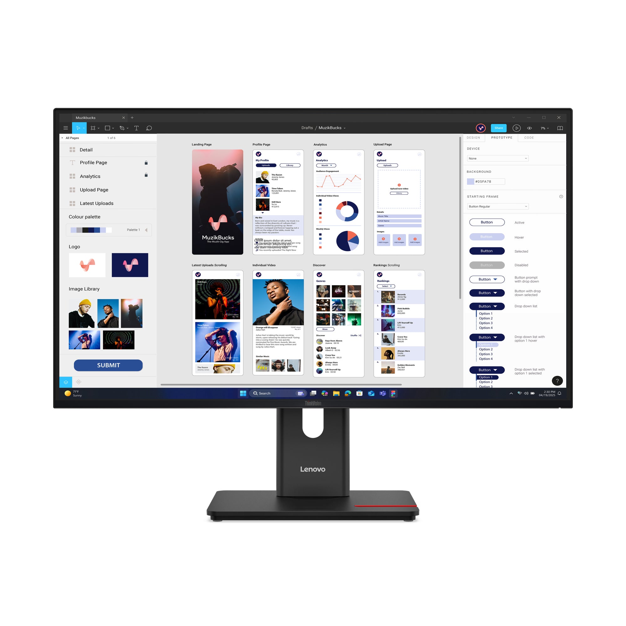 Lenovo ThinkVision T32UD-40 - Écran LED - 32" (31.5" visualisable) - 3840 x 2160 4K @ 75 Hz - IPS - 350 cd/m² - 1500:1 - 4 ms - HDMI, DisplayPort, USB-C - noir eclipse
