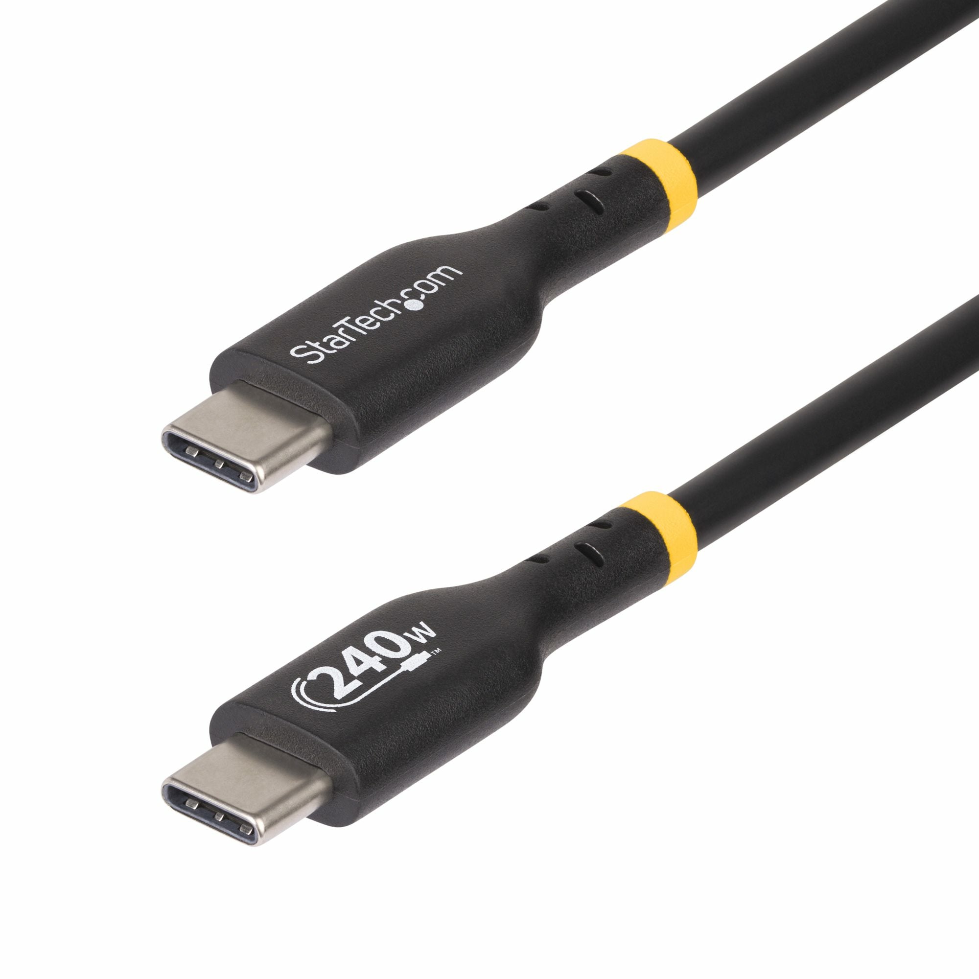 StarTech.com Câble de Recharge USB-C de 2m, Cordon USB-C Certifié USB-IF - Câble USB - 24 pin USB-C (M) pour 24 pin USB-C (M) - USB 2.0 - 48 V - 5 A - 2 m - gamme de puissance étendue (EPR), Alimentation USB (240 W), support pour Power Delivery 3,1 - noir