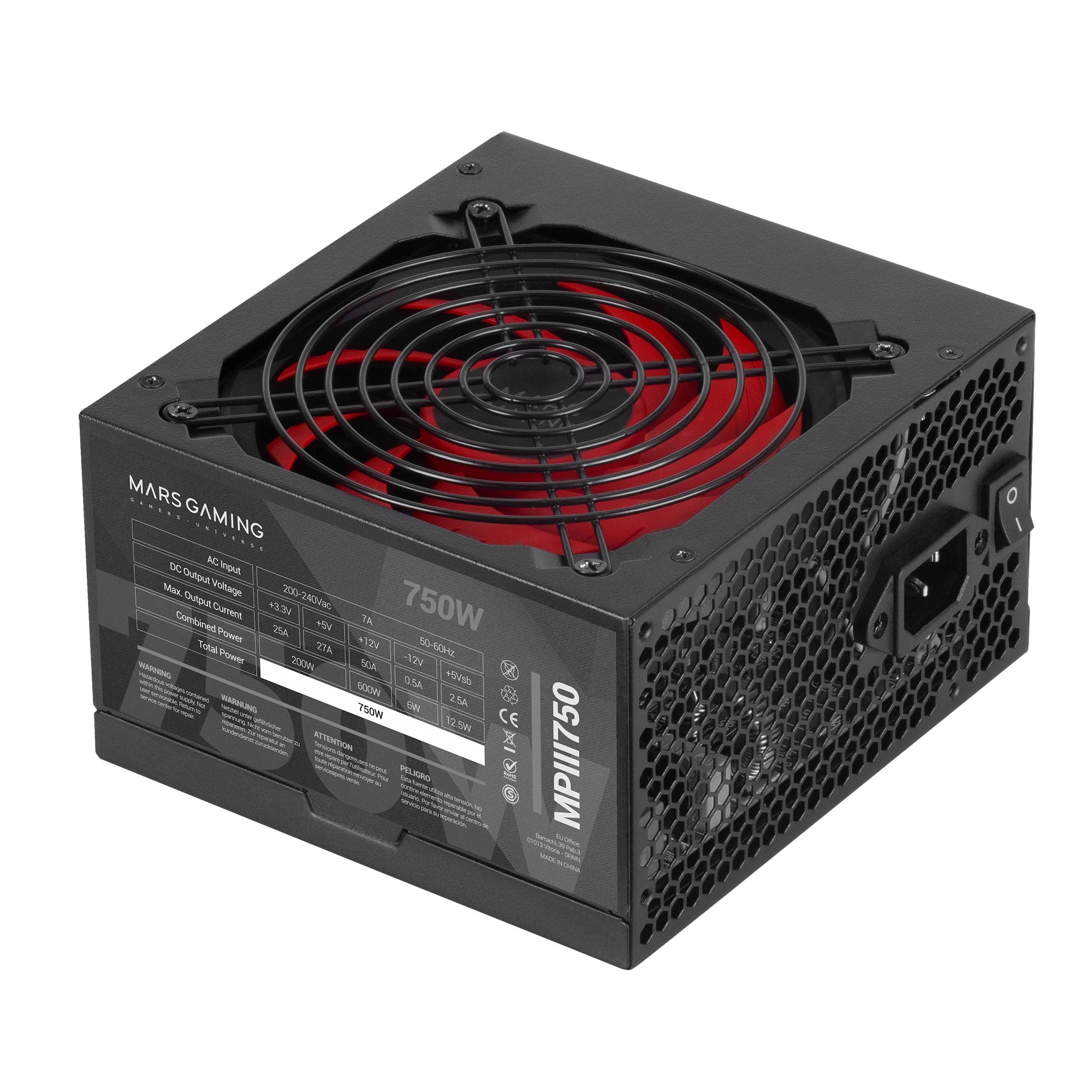 Alimentation ATX Mars Gaming MPIII - 750W (Noir/Rouge)