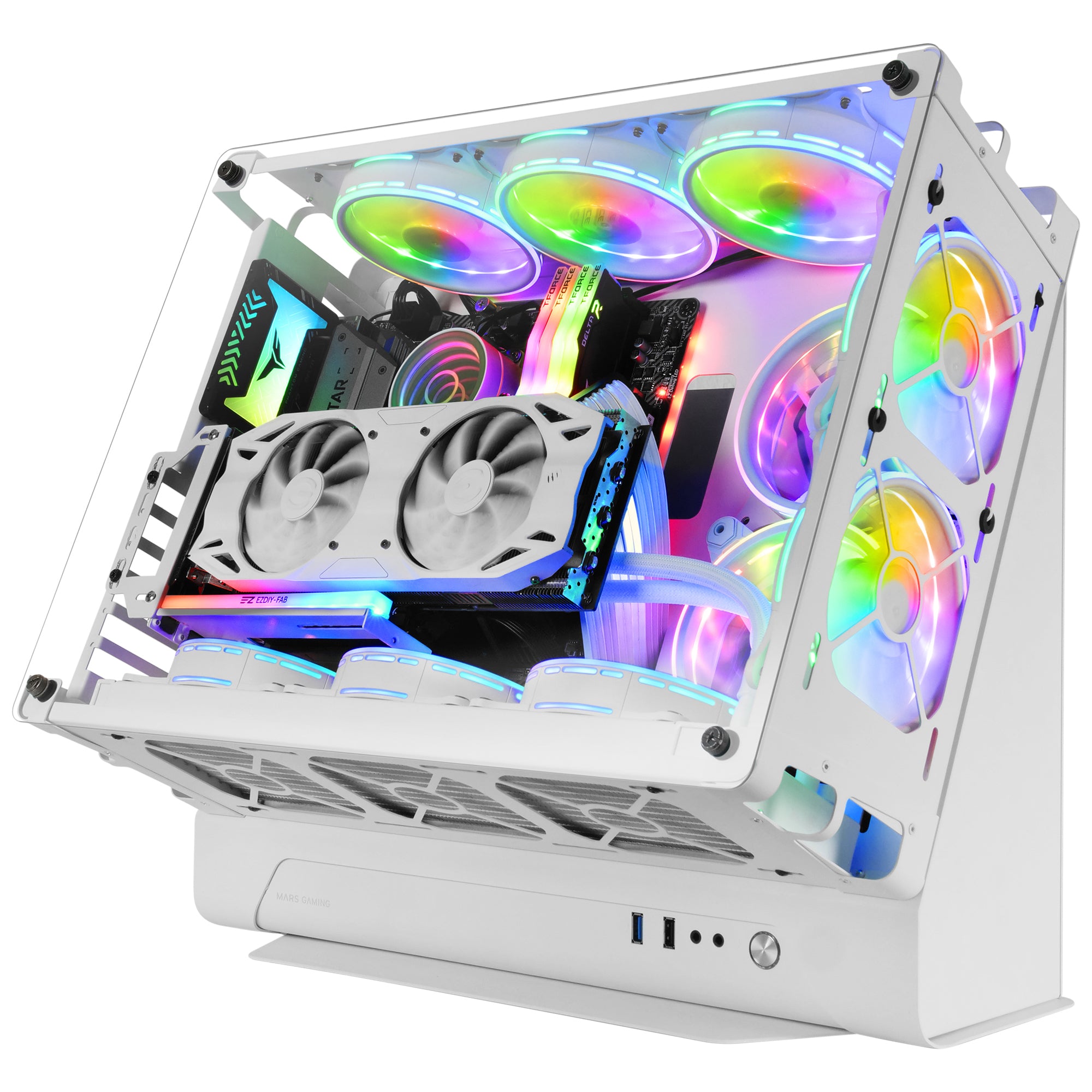 Boitier Moyen Tour ATX Mars Gaming MCB avec panneau vitré (Blanc)