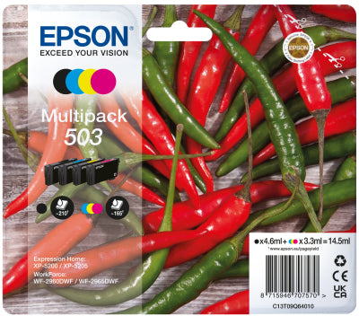 Epson 503 Multipack - Pack de 4 - noir, jaune, cyan, magenta - original - emballage coque avec alarme radioélectrique/ acoustique - cartouche d'encre - pour Expression Home XP-5200, XP-5205, WorkForce WF-2960DWF, WF-2965DWF