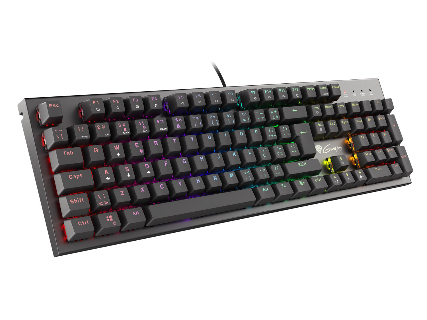 Clavier pour jeu Genesis NKG-1818 Noir Espagnol Qwerty Qwerty portugais