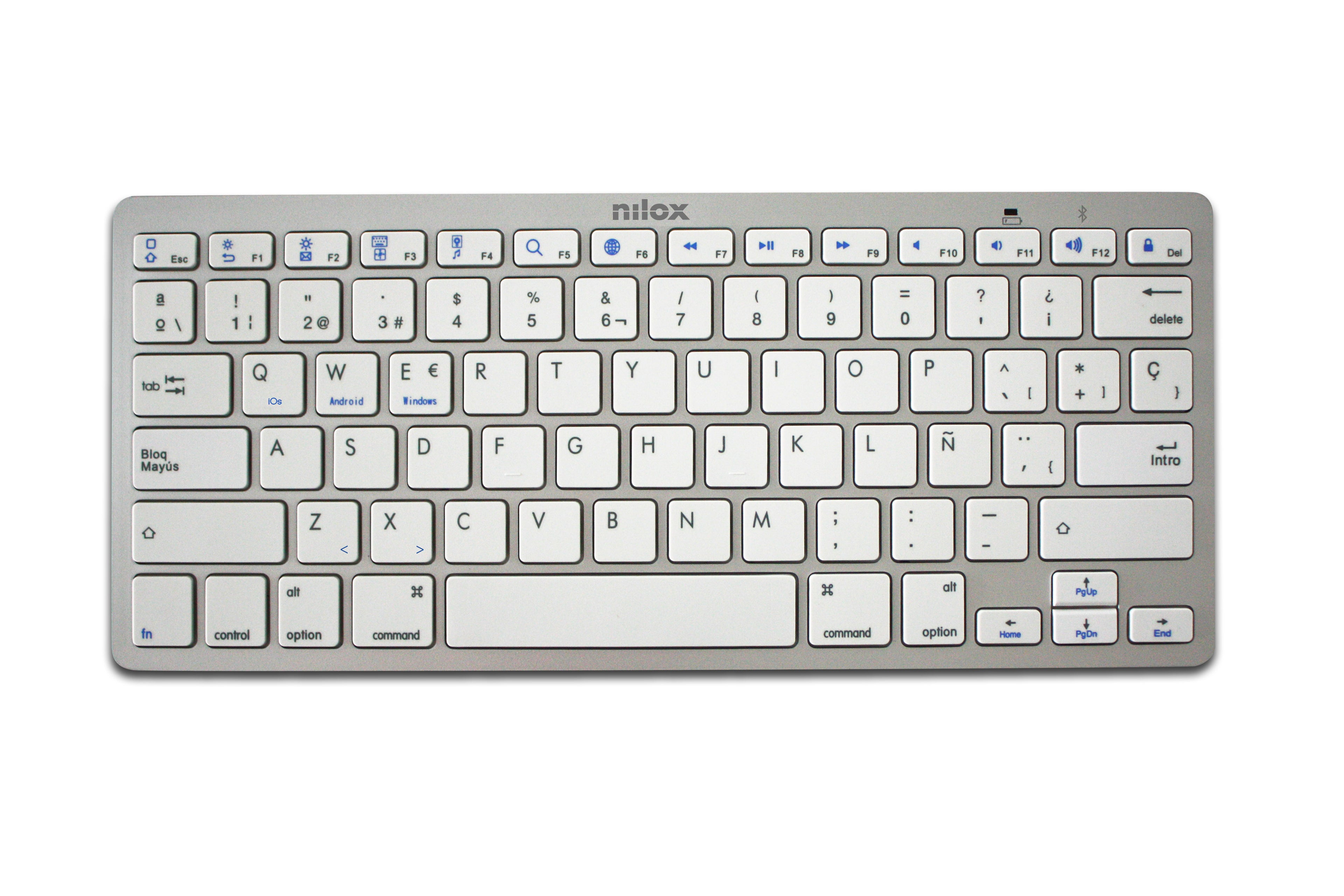 Clavier Nilox NXKB01S Blanc Espagnol Qwerty