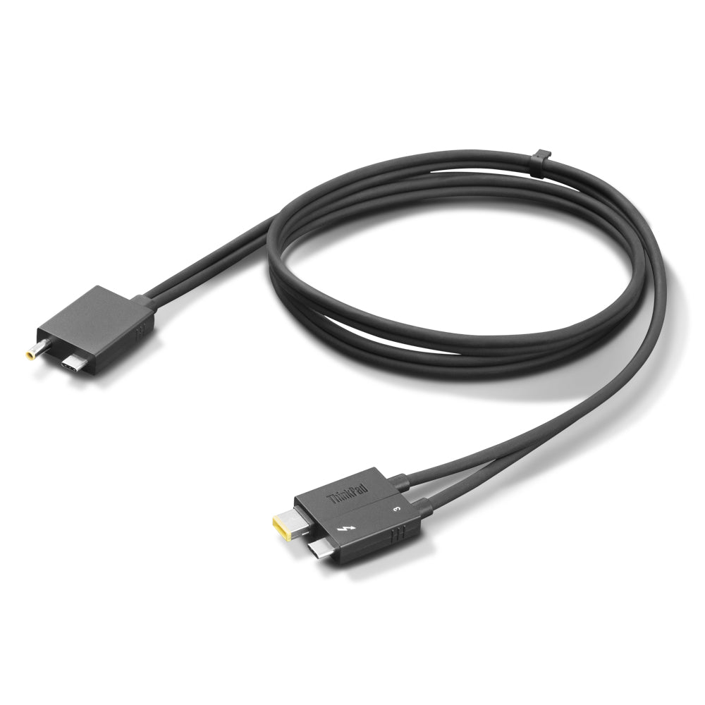 Lenovo Split Cable - Câble Thunderbolt - USB-C/jack d'alimentation CC pour 24 pin USB-C, Slim Tip - Thunderbolt 4 - 70 cm - noir - pour ThinkCentre M75t Gen 2 11W5