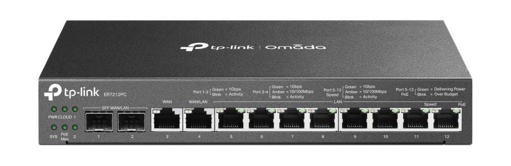 TP-Link Omada ER7212PC V1 - Routeur commutateur 8 ports - 1GbE - ports WAN : 4 - fixation murale