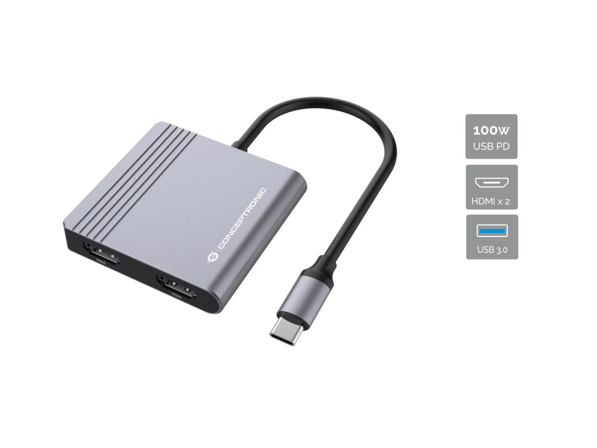Hub USB Conceptronic DONN13G Gris 100 W