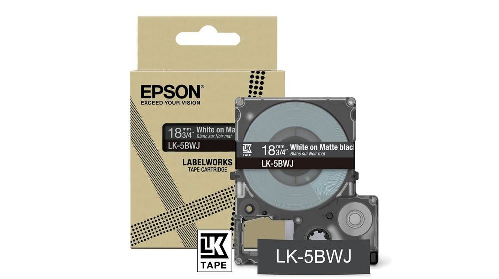 Epson LabelWorks LK-5LBJ - Noir sur bleu mat - rouleau (1,8 cm x 8 m) 1 cassette(s) boîte de suspension - cartouche de bande - pour LabelWorks LW-C410, LW-C610