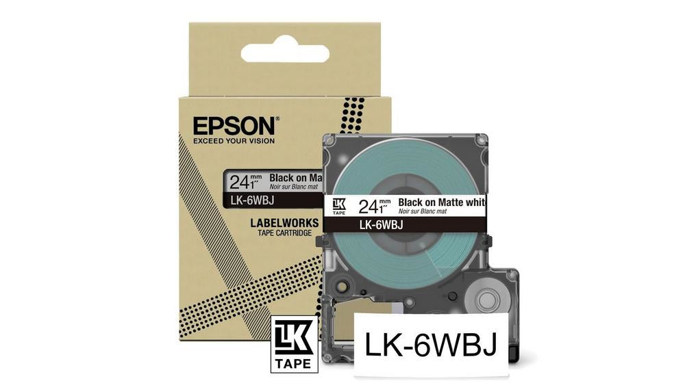 Epson LabelWorks LK-6WBJ - Noir sur blanc mat - Rouleau (2,4 cm x 8 m) 1 cassette(s) boîte de suspension - cartouche de bande - pour LabelWorks LW-C610