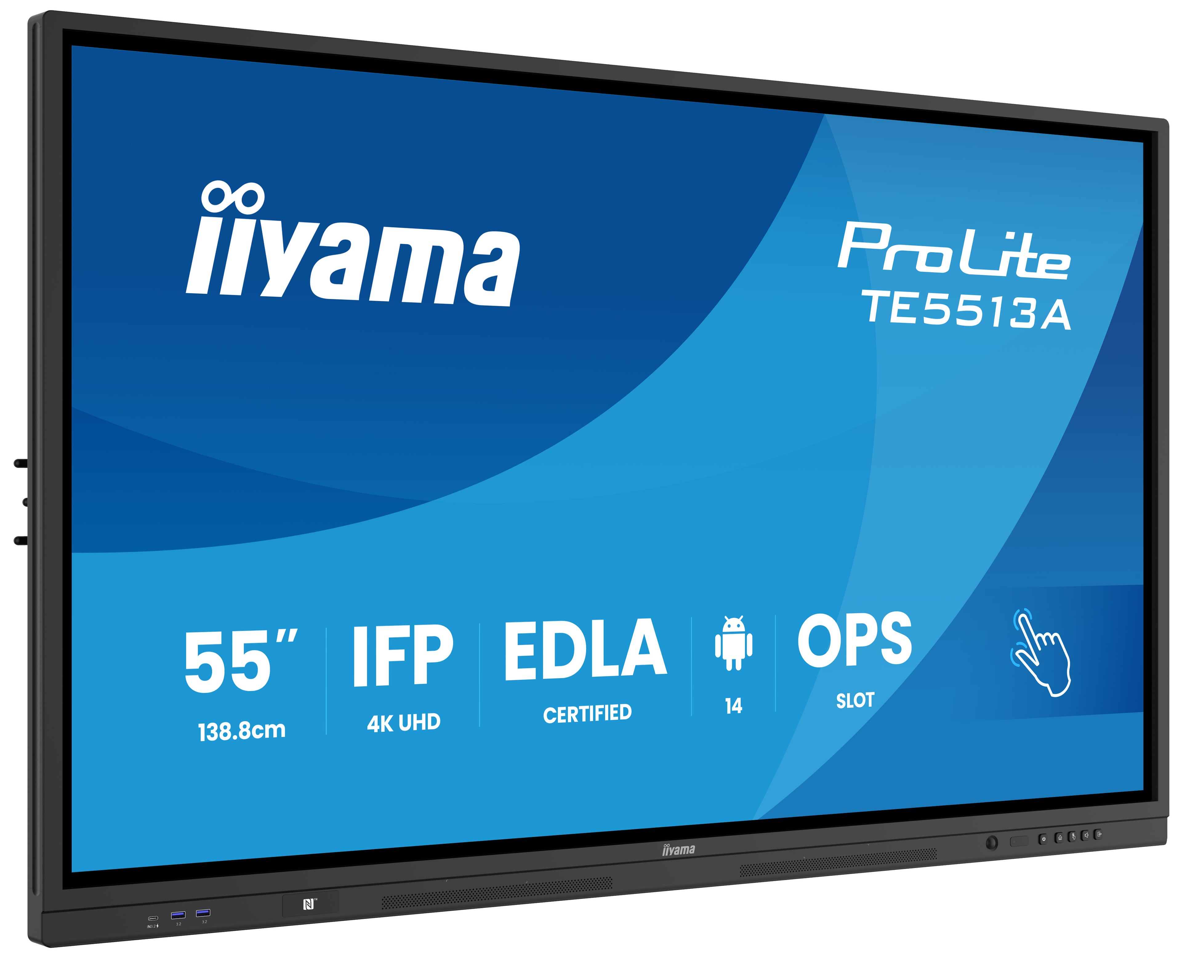 iiyama ProLite TE5513A-B1AG - Classe de diagonale 55" écran LCD rétro-éclairé par LED - signalétique numérique interactive - avec écran tactile (multi-touch) / capacité PC en option (slot-in) - 4K UHD (2160p) 3840 x 2160 - cadre noir avec finition mate