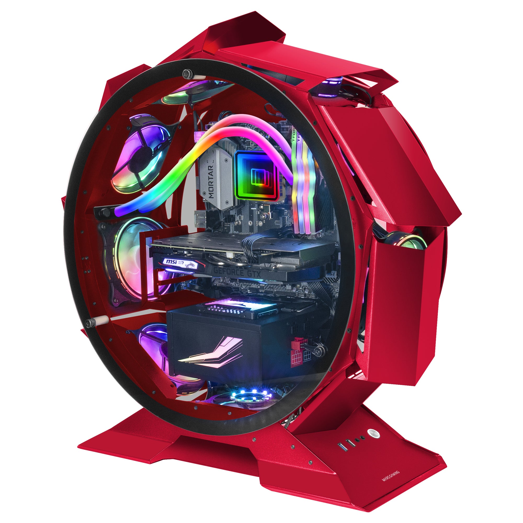 Boitier Mini Tour Micro ATX Mars Gaming MC-Orb avec panneaux vitrés (Rouge)