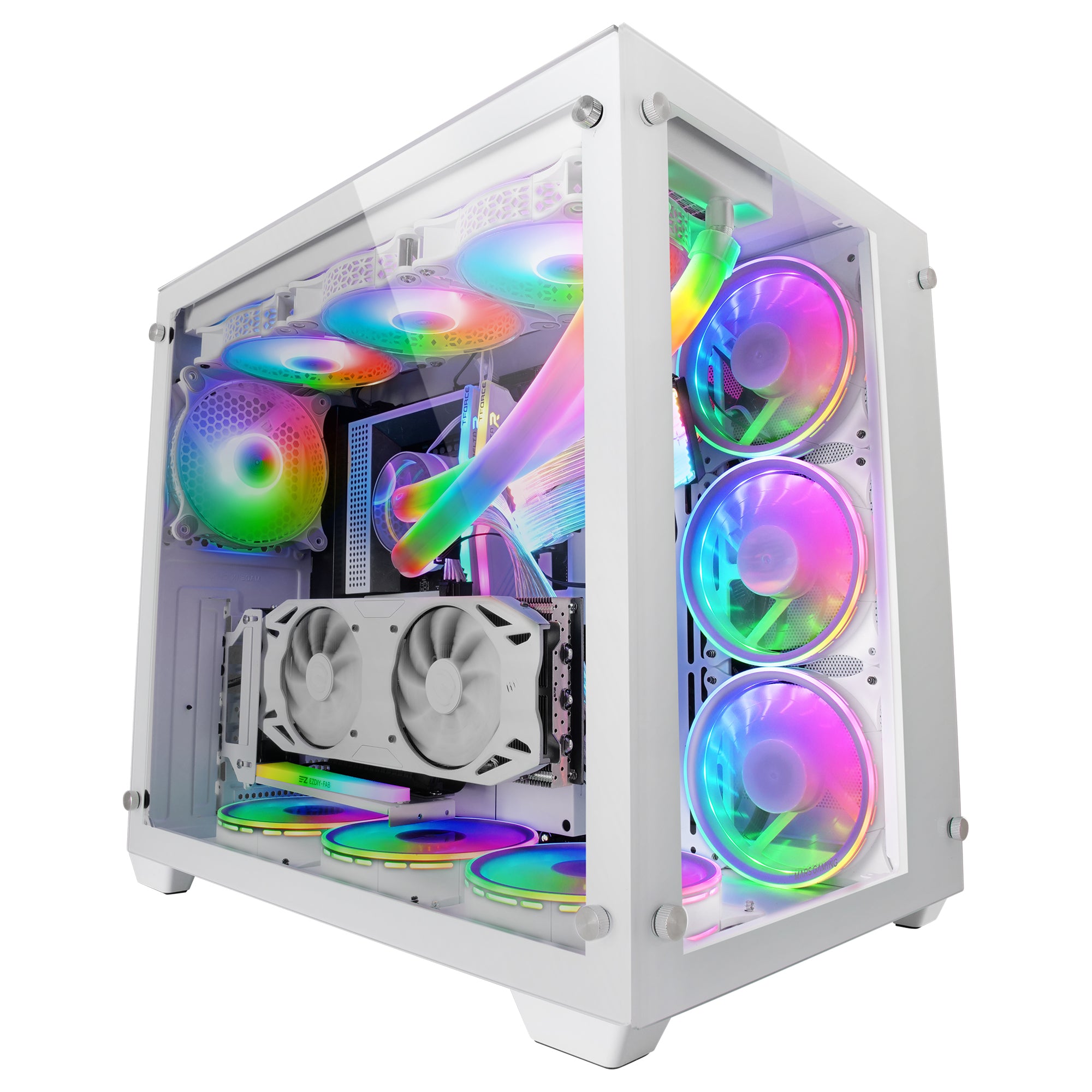 Boîtier ATX semi-tour Mars Gaming MCV3 PREMIUM XXL RGB Blanc