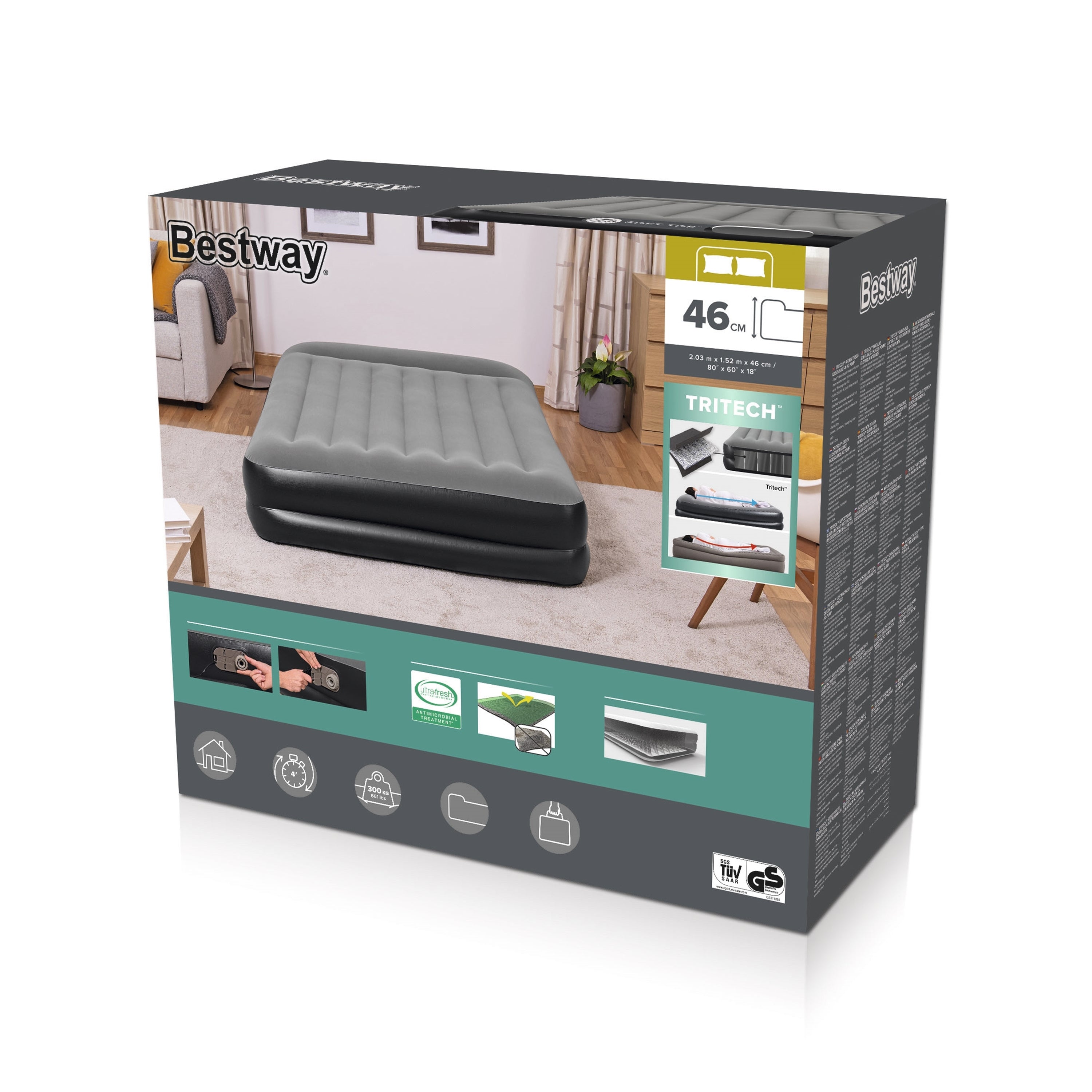 Bestway Lit Double avec Moteur 203x152x46 cm Gonflable et Camping 67403