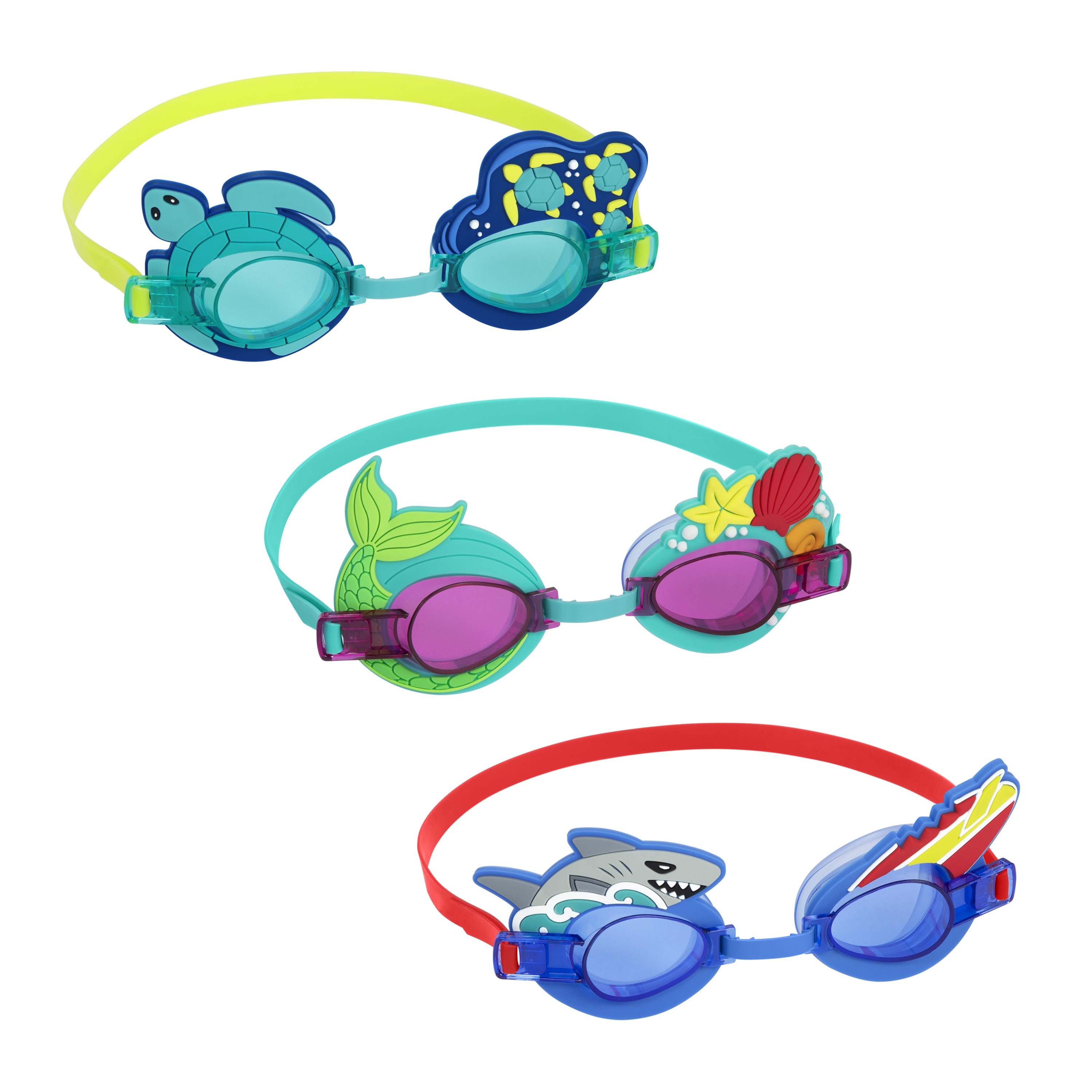 Bestway Lunettes de Natation Enfant Sangle en Silicone Ensemble 3 Pcs +3 Ans Plage et Piscine 21074