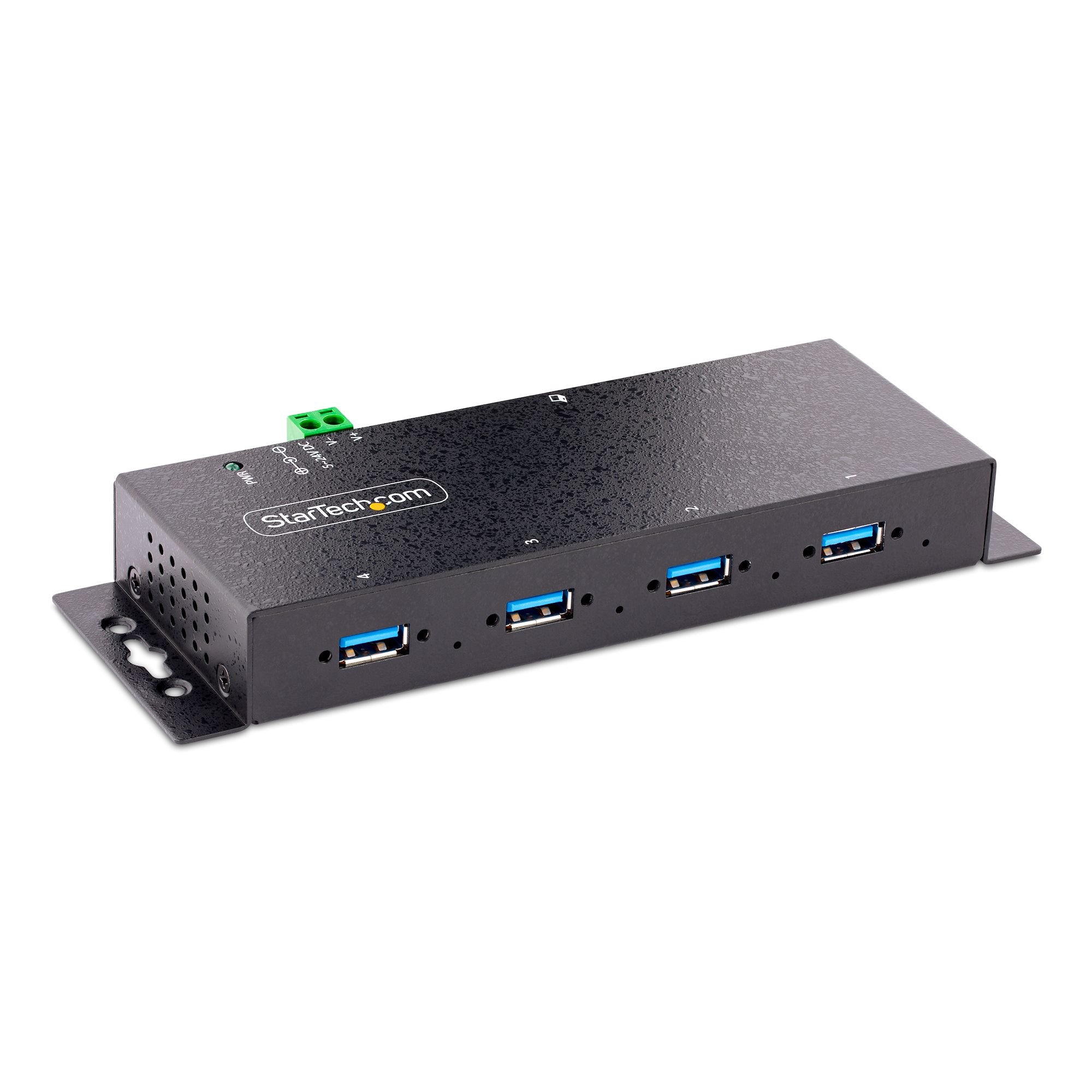 StarTech.com Hub USB 3.0 5Gbps Industriel à 4 Ports, Hub USB 3.0 pour PC - Concentrateur (hub) - industriel - 4 x USB 3.2 Gen 1 - de bureau, Montage sur rail DIN, fixation murale