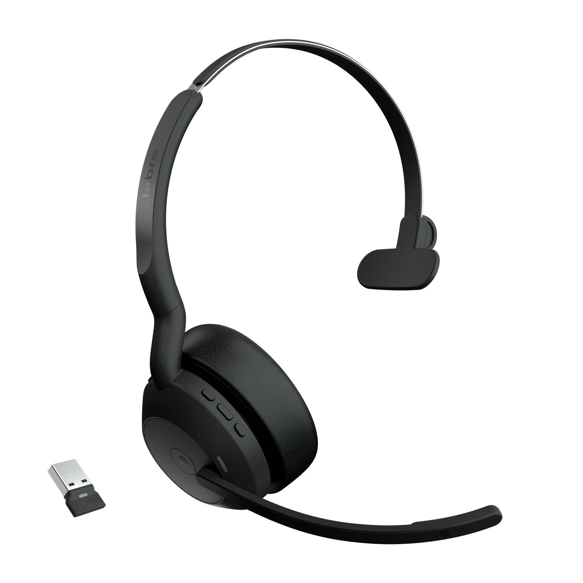 Jabra Evolve2 55 MS Mono - Micro-casque - sur-oreille - Bluetooth - sans fil - Suppresseur de bruit actif - USB-A via adaptateur Bluetooth - noir - certifié Zoom, Cisco Webex Certified, Certifié Tencent Meeting, Certifié Alcatel-Lucent, Certifié Avaya, Ce