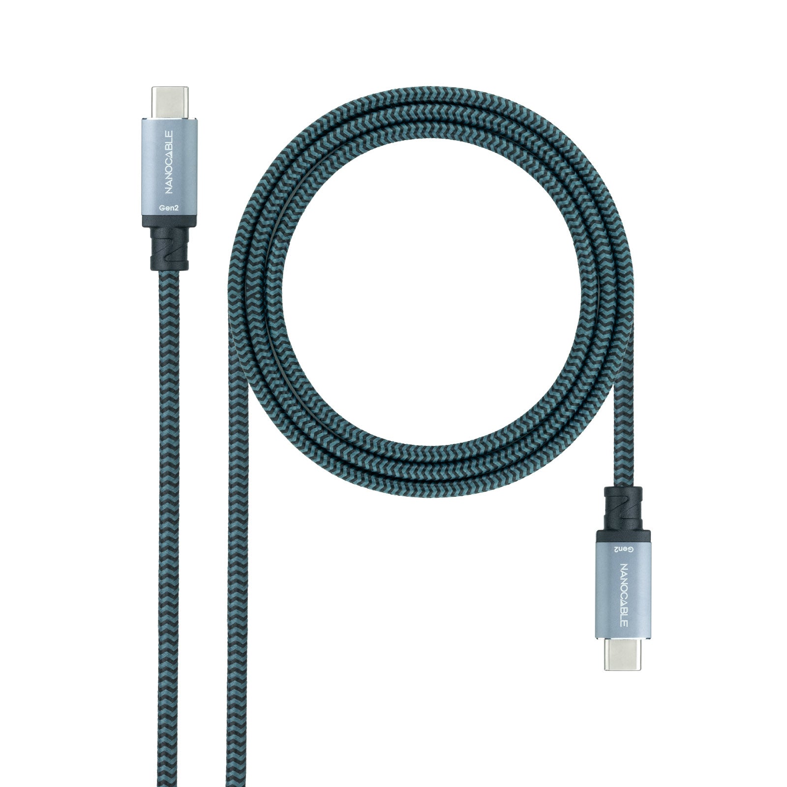 Câble Nanocable USB-C 3.2 M/M 2m 100W (Gris)