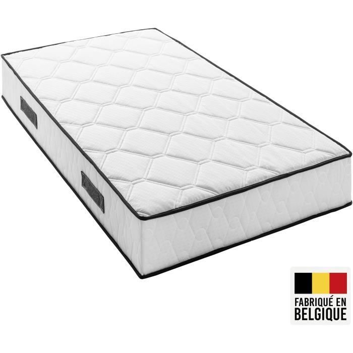 Matelas 90 x 200 cm - Hauteur 27 cm - 380 ressorts ensachés - 7 zones - Equilibré - réversible - fabriqué en Belgique - DEKO DREAM