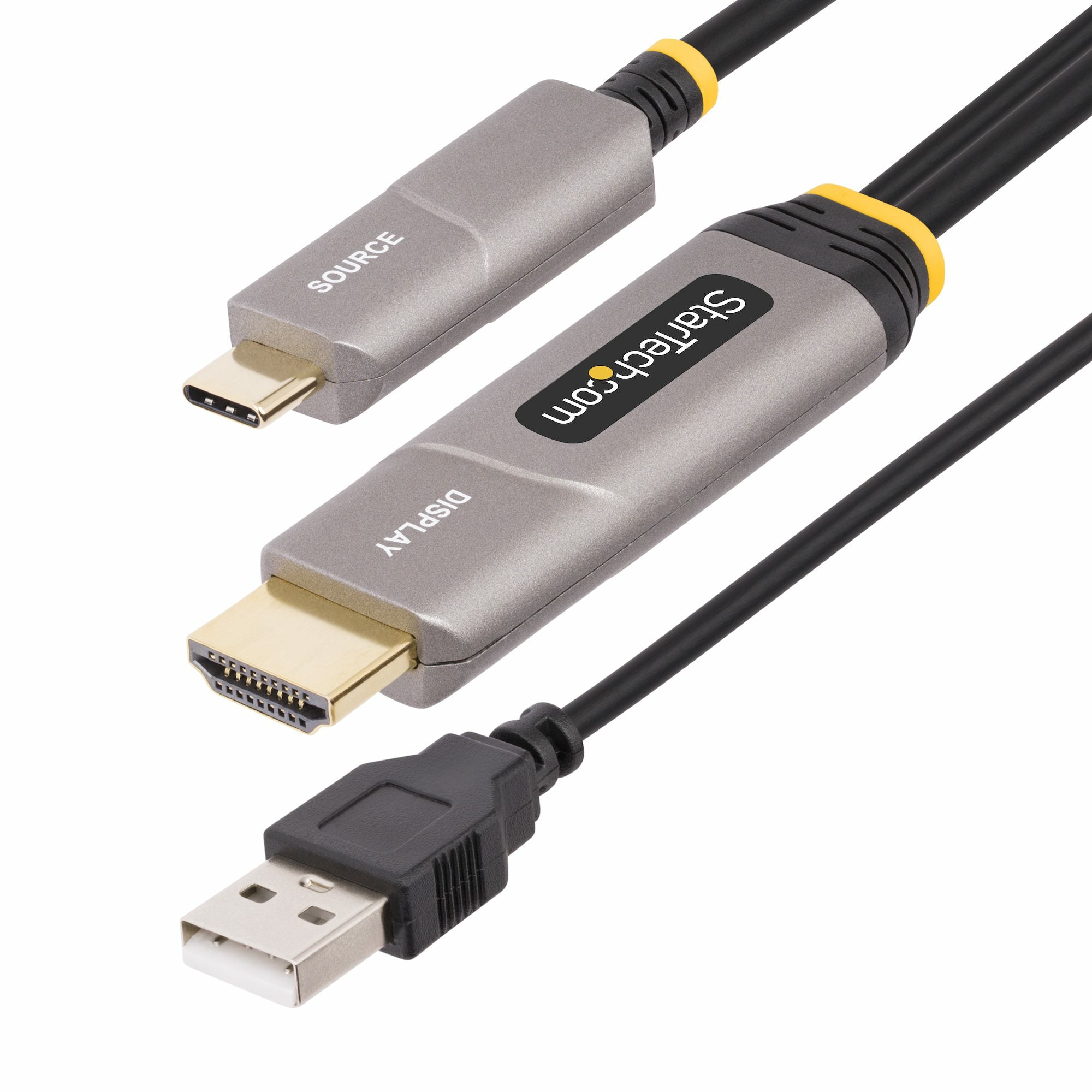 StarTech.com Câble USB-C vers HDMI 2.0 Optique Actif (AOC) de 15,2m, 4K60 - Câble HDMI - 24 pin USB-C mâle pour HDMI, USB (alimentation uniquement) mâle - 15.2 m - blindé/fibre optique - noir - actif, Active Optical Cable (AOC), Unidirectionnel, support p