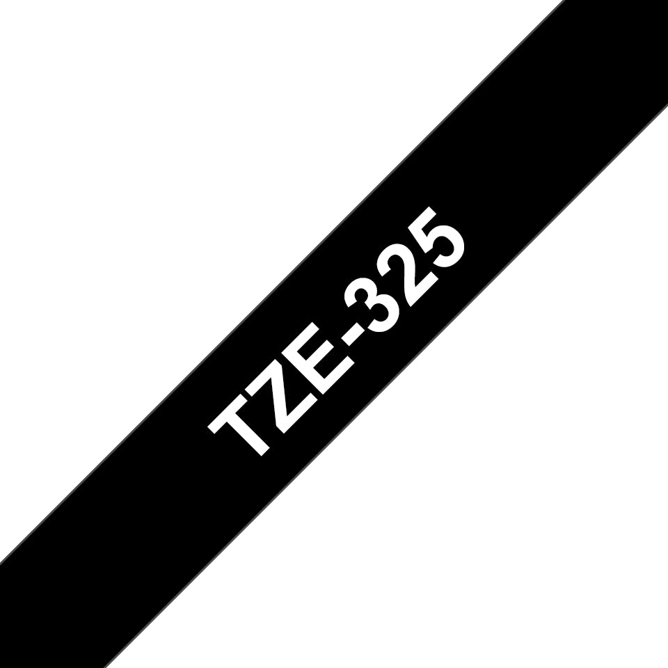 Brother TZe-325 - Adhésif standard - blanc sur noir - Rouleau (0,9 cm x 8 m) 1 cassette(s) ruban laminé - pour Brother PT-D210, D600, H110, P-Touch PT-1005, 1880, E310, E800, P-Touch Cube Plus PT-P710