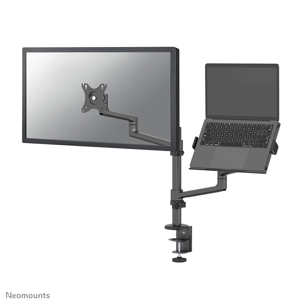 Neomounts DS20-425BL2 - Kit de montage (fixation par pince pour bureau, passe-fil de bureau, plateau pour ordinateur portable, bras pour moniteur, adaptateur VESA, bras de plateau d'ordinateur portable) - bras réglable en mouvement complet - pour écran LC