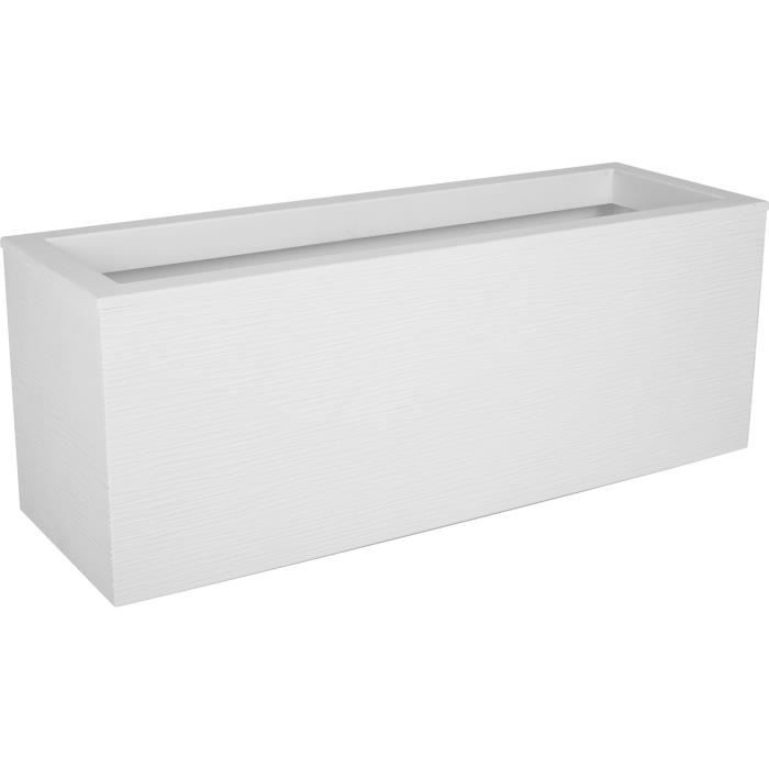 Balconniere - EDA - Graphit Up - 25 L - Intérieur / Extérieur - Décor Vagues - 59 x 19,5 x H. 22,8 cm - Blanc Cérusé
