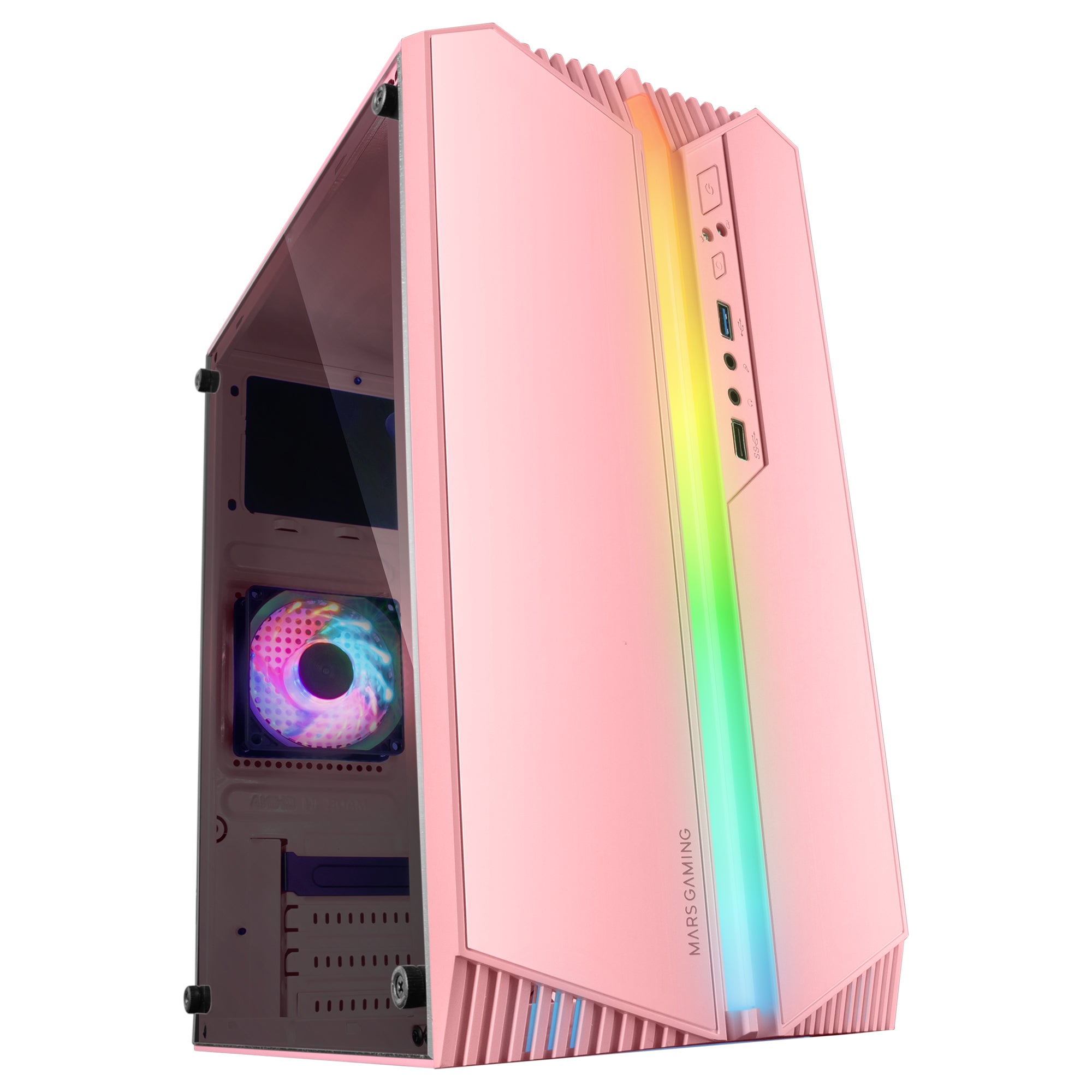 Boitier Mini Tour Micro ATX Mars Gaming MC-S1 RGB avec panneau vitré (Rose)