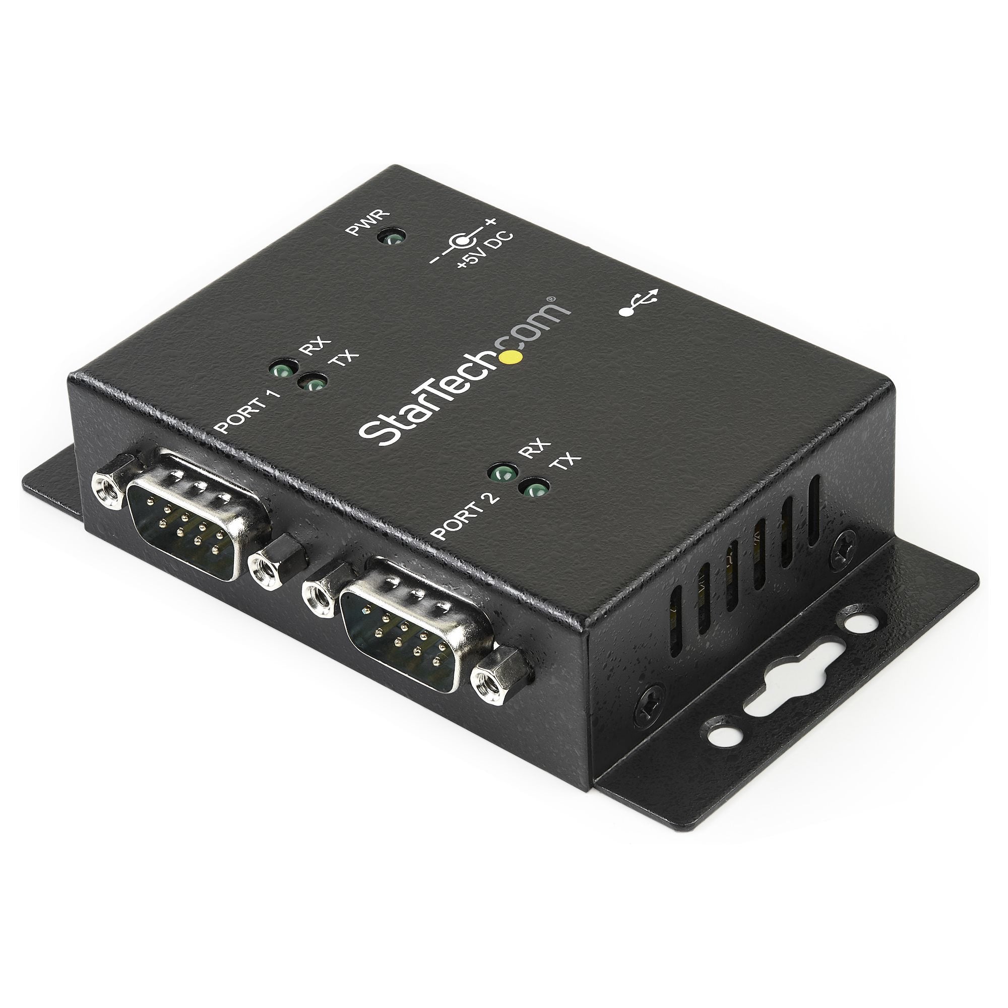 StarTech.com Hub adaptateur industriel USB vers série 2 ports à fixation murale avec clips de rail DIN - Adaptateur série - USB 2.0 - RS-232 x 2 - noir