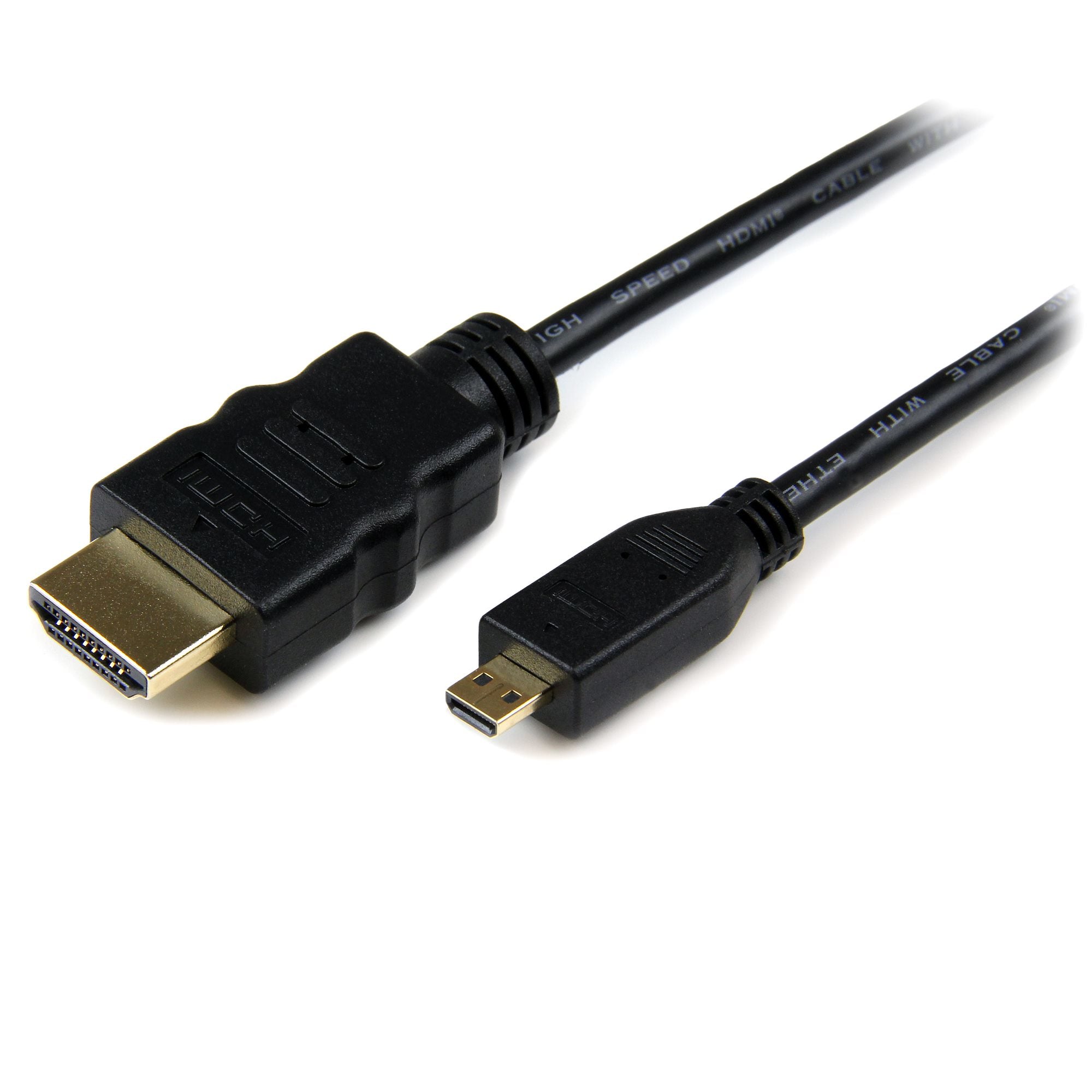 StarTech.com Câble HDMI haute vitesse avec Ethernet 1 m - HDMI vers HDMI Micro - M/M - Câble HDMI avec Ethernet - HDMI mâle pour 19 pin micro HDMI Type D mâle - 1 m - noir