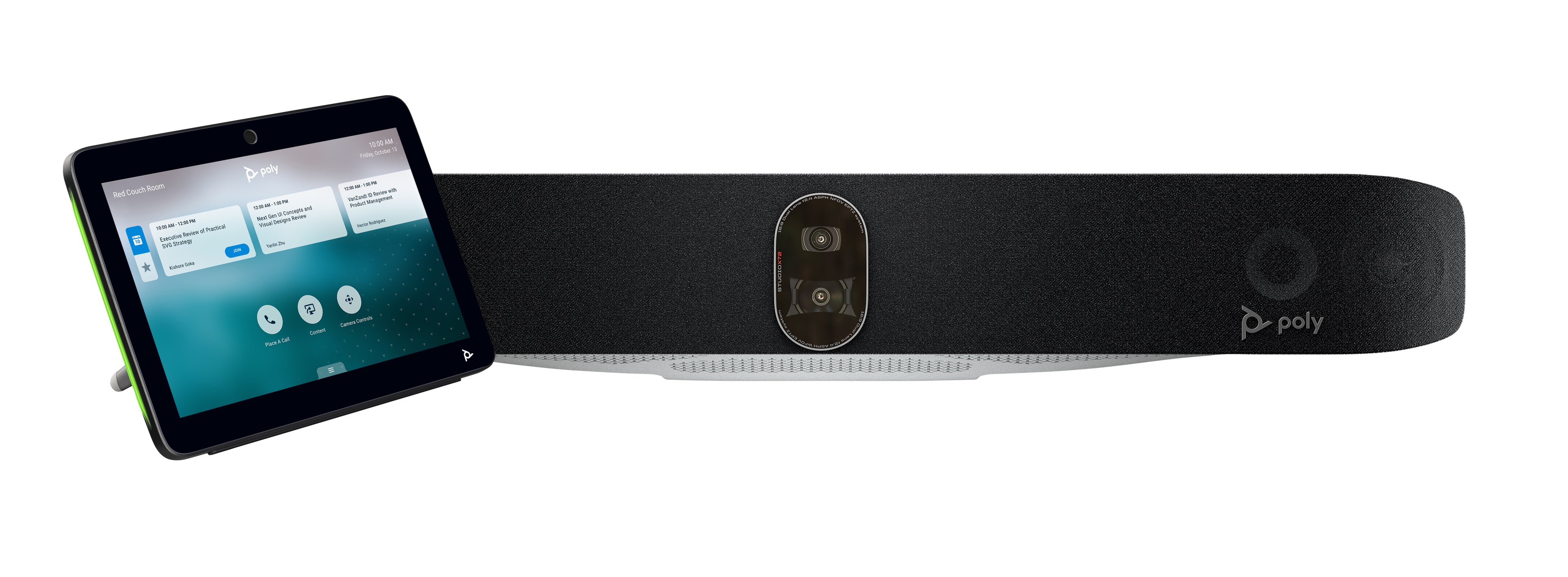 HP Poly Studio X72 - Barre vidéo tout-en-un (barre vidéo, contrôleur tactile Poly TC10) - certifié Zoom, Certifié pour Microsoft Teams - noir