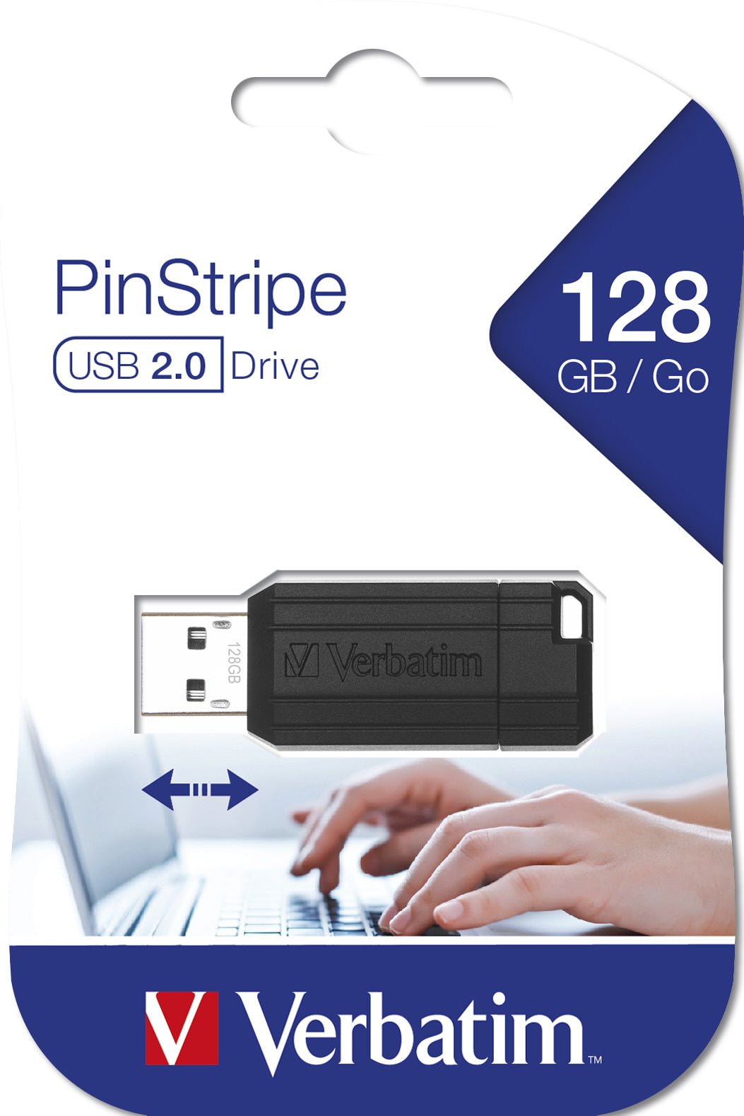 Verbatim PinStripe USB Drive - Clé USB - 128 Go - USB 2.0 - noir
