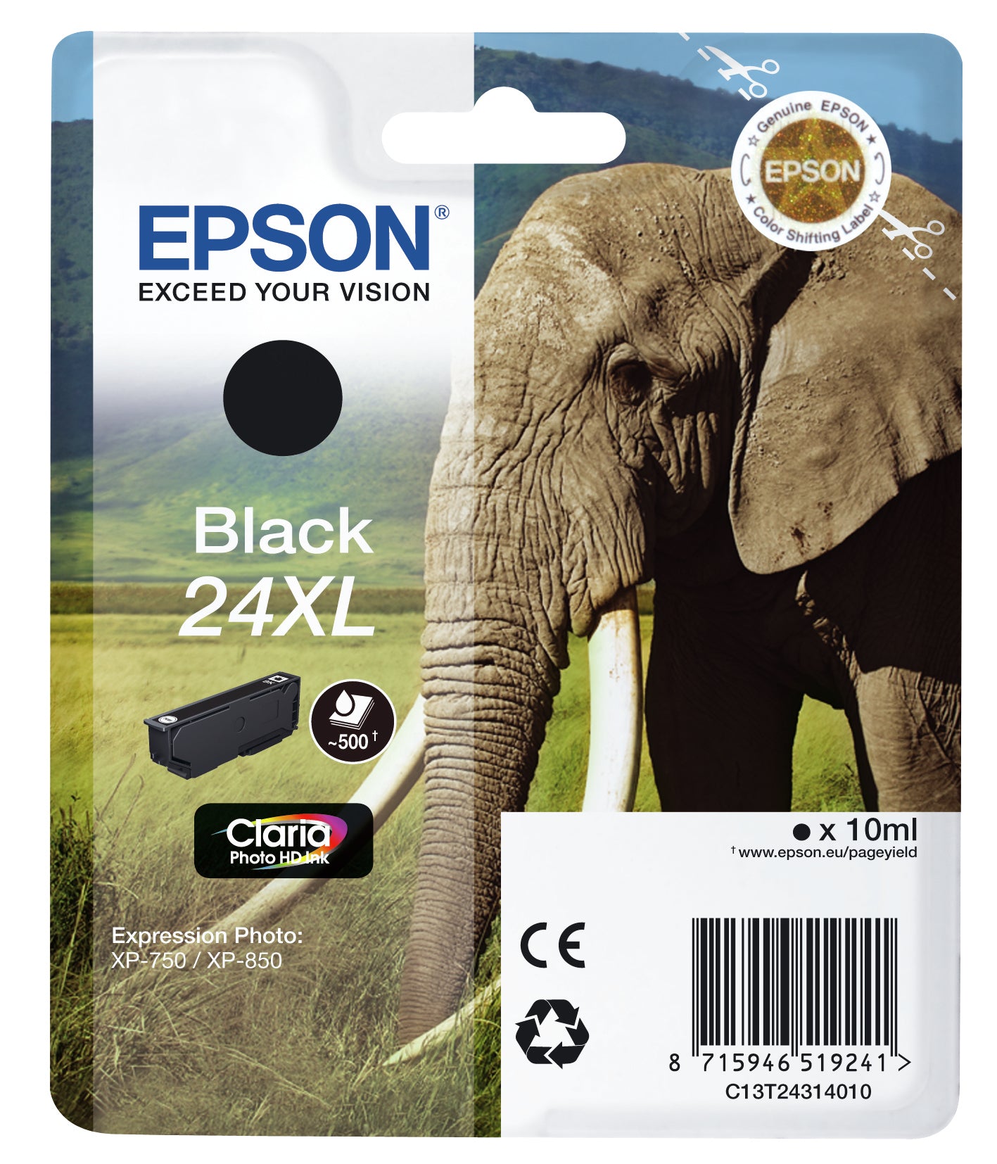 Cartouche d'encre Epson Elephant 24 XL (Noir)