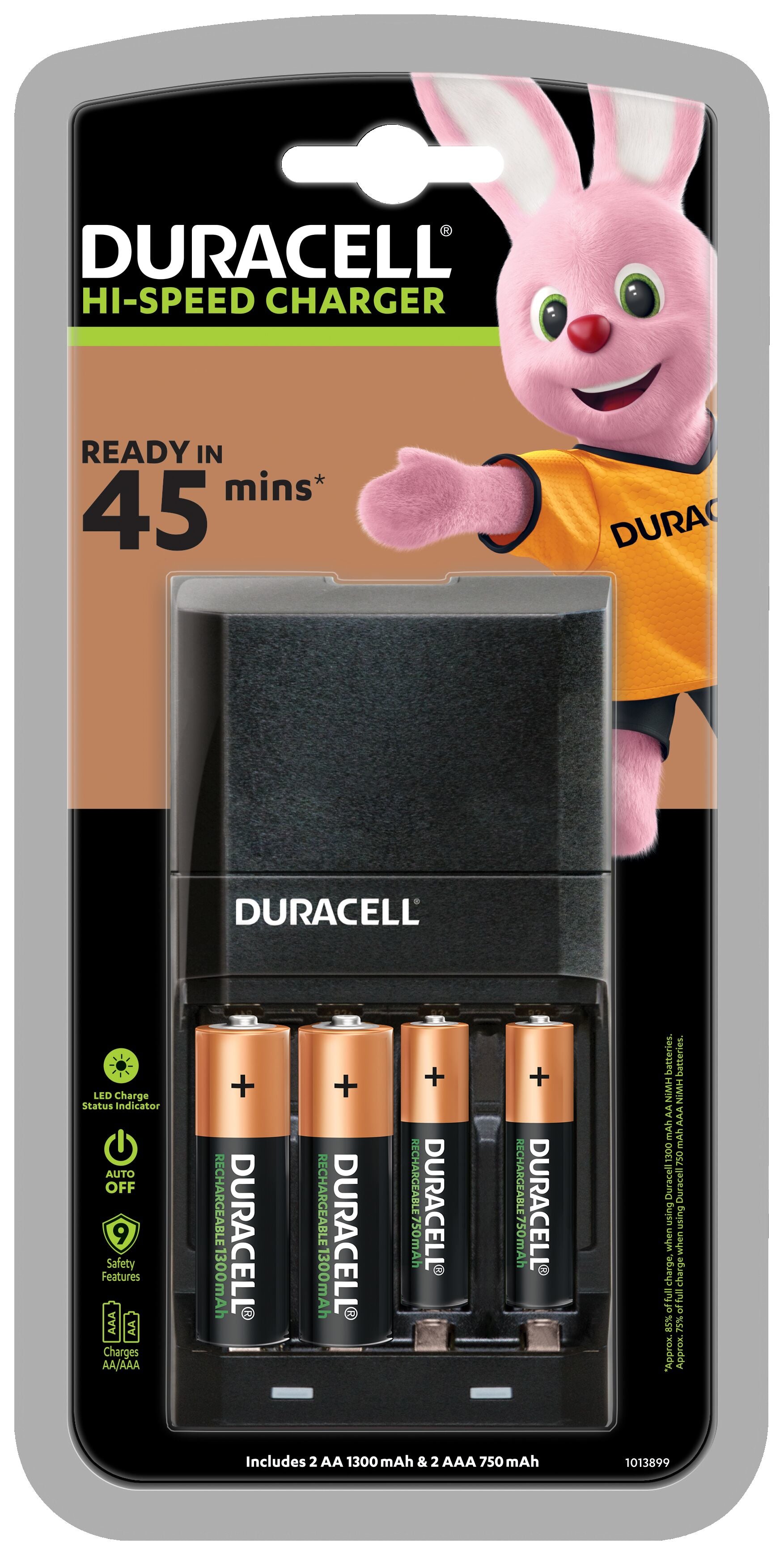 Chargeur + Piles Rechargeables DURACELL CEF27 2 x AA + 2 x AAA 1700 mAh 750 mAh (1 Unité)