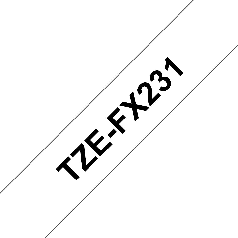 Brother TZe-FX231 - Auto-adhésif - noir sur blanc - Rouleau (1,2 cm x 8 m) 1 cassette(s) ruban laminé - pour P-Touch PT-E310, E550, P900, P-Touch Cube PT-P910, P-Touch Cube Pro PT-P910