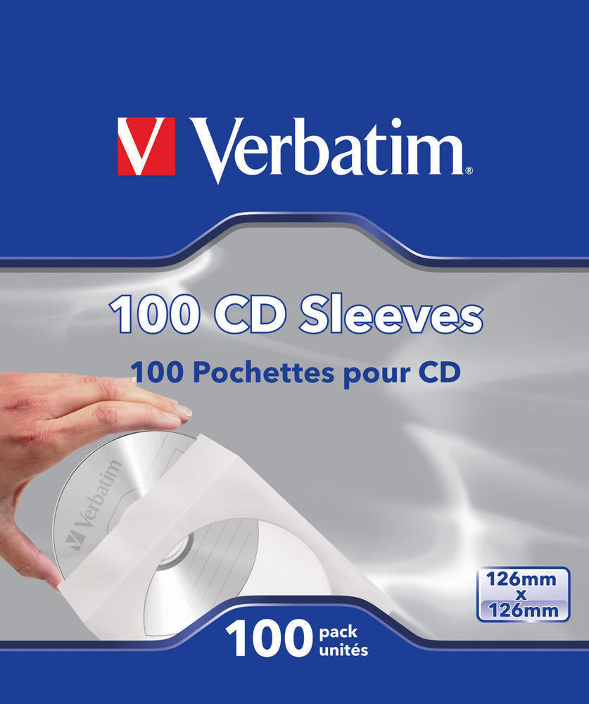 Boite Verbatim de 100 pochettes papier pour CD/DVD