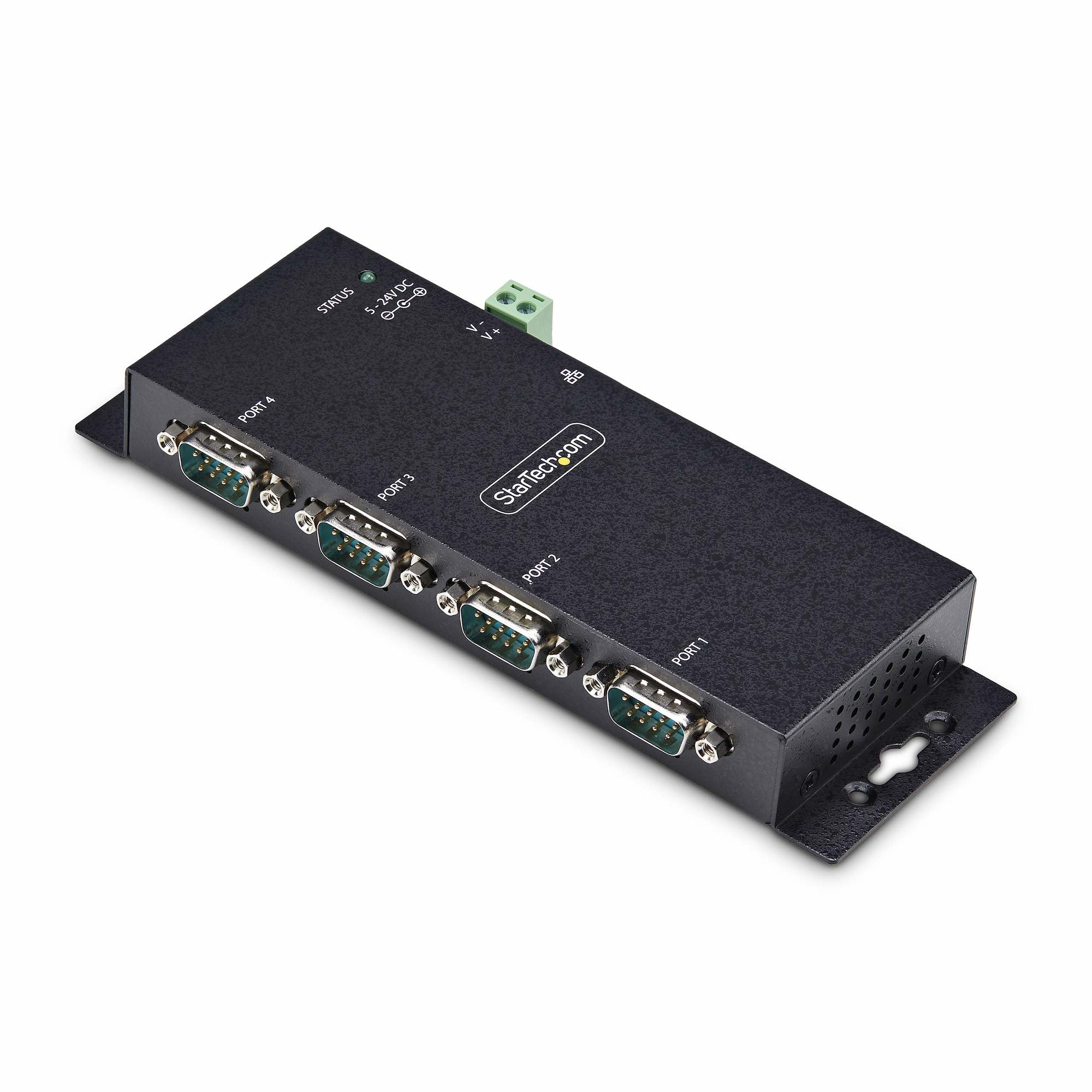 StarTech.com Adaptateur Série vers Ethernet à 4 Ports, LAN vers RS232 DB9 - Serveur de périphérique - 4 ports - 100Mb LAN, RS-232 - montable mur/rail DIN - Conformité TAA - pour P/N: AT925FM, GC9SF, SCNM9FF, SCNM9FM